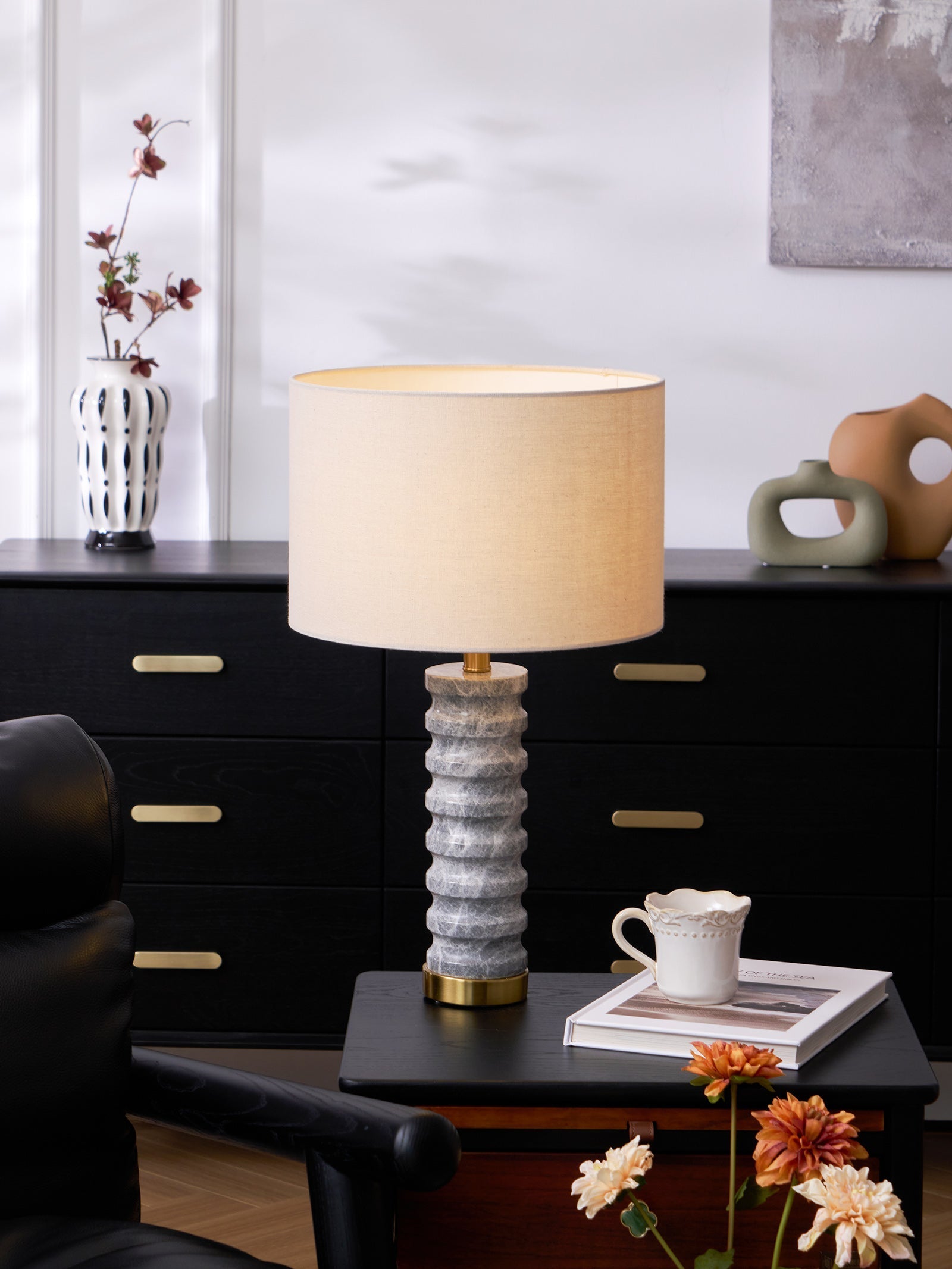 Spira Modern Stone Table Lamp-Neutral Decor