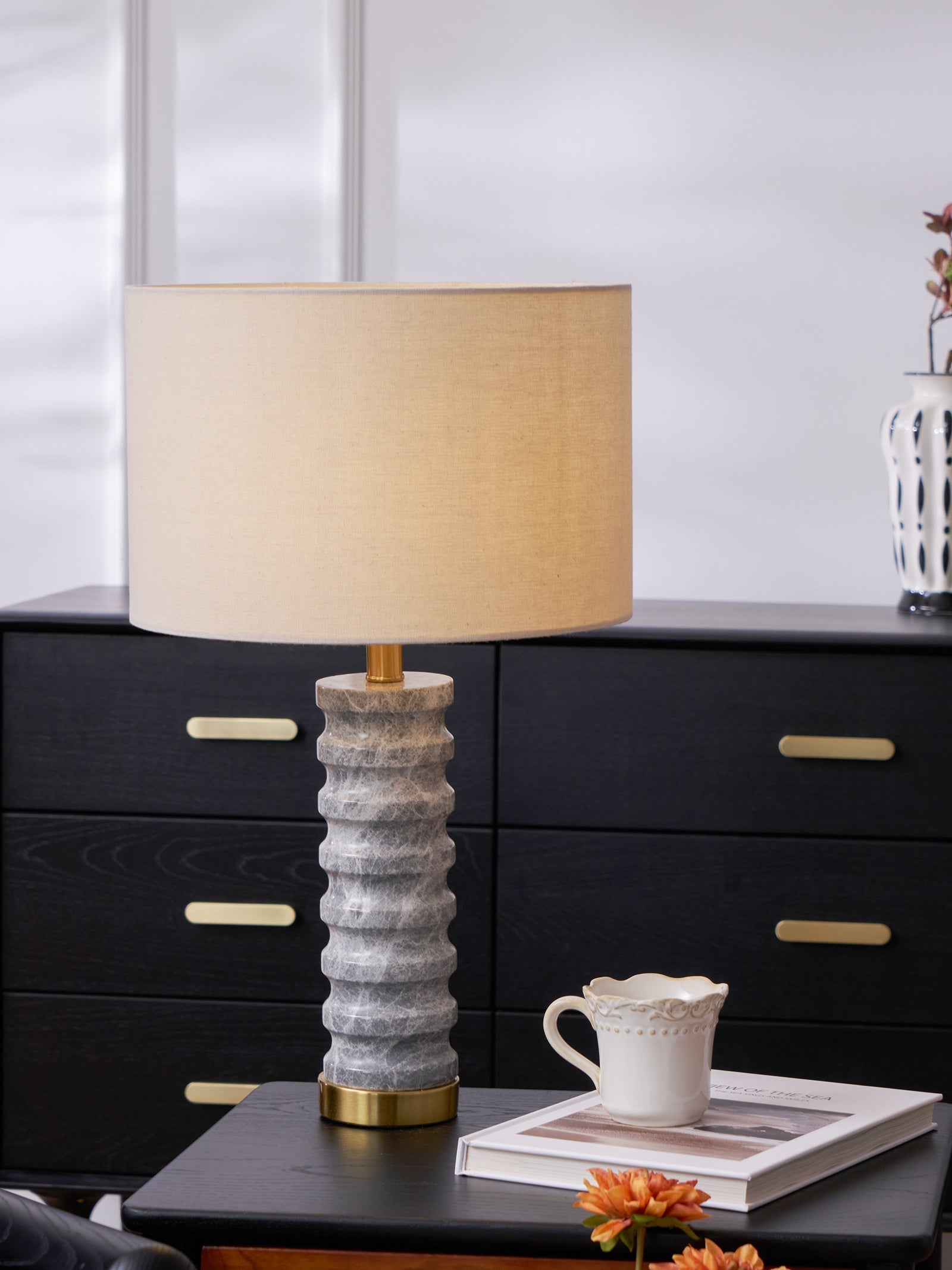 Spira Modern Stone Table Lamp-Neutral Decor