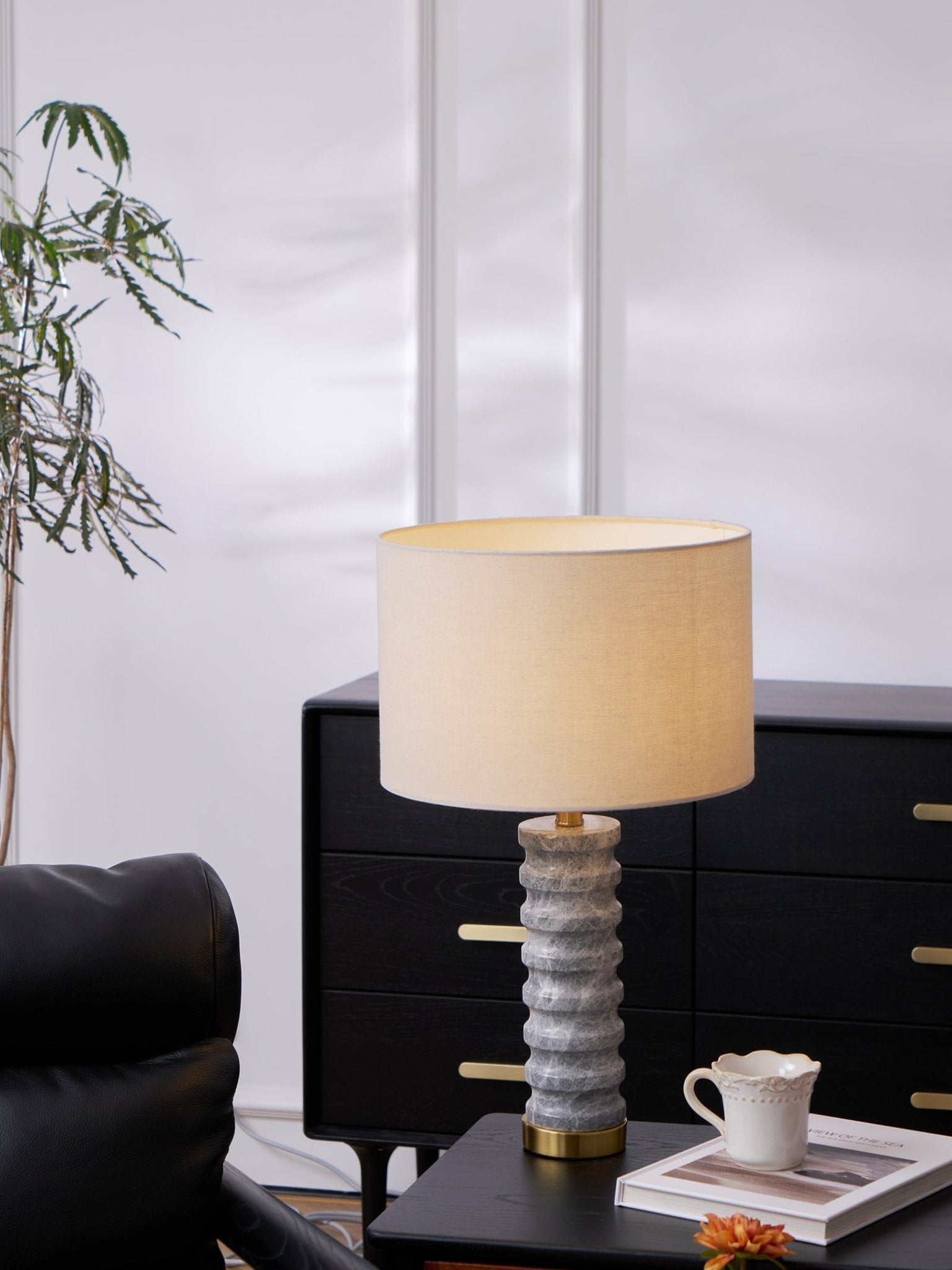 Spira Modern Stone Table Lamp-Neutral Decor