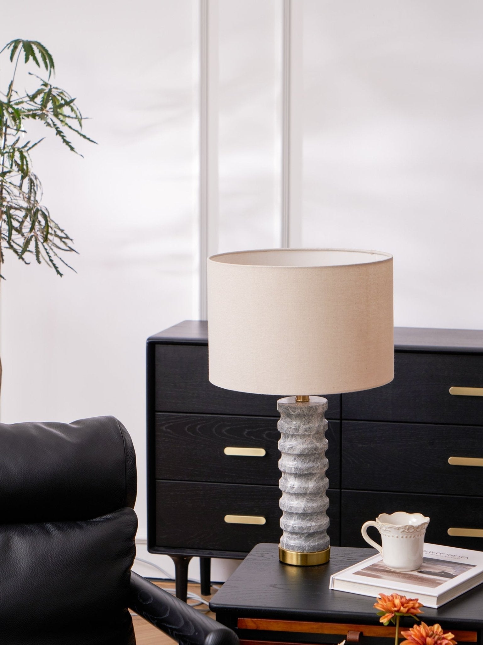 Spira Modern Stone Table Lamp-Neutral Decor