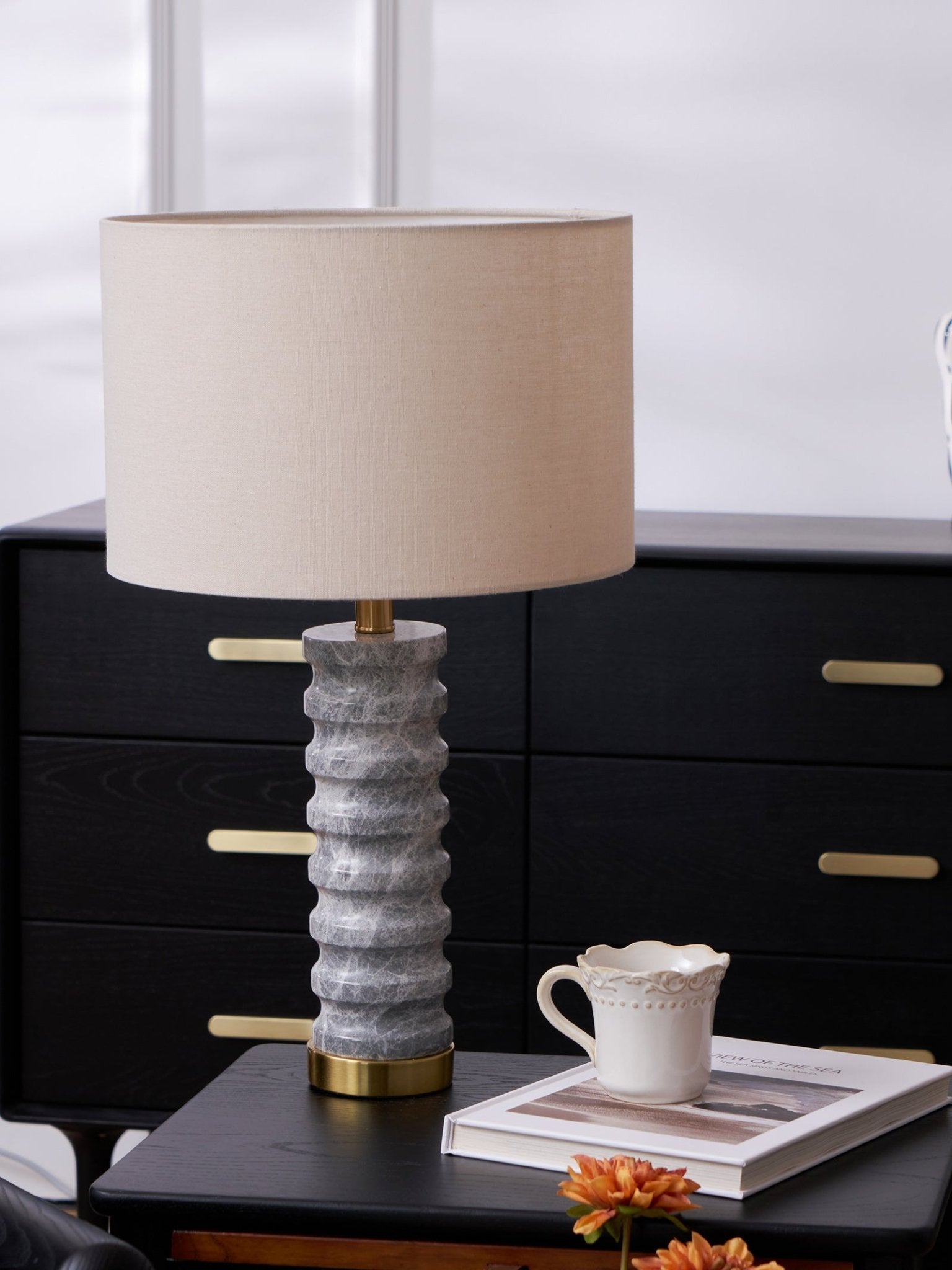 Spira Modern Stone Table Lamp-Neutral Decor