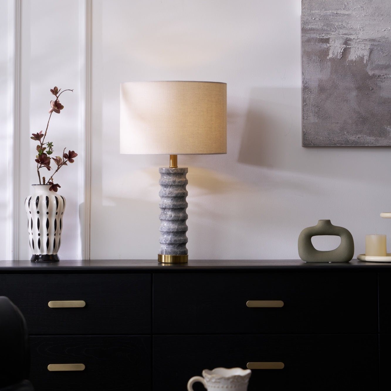 Spira Modern Stone Table Lamp-Neutral Decor