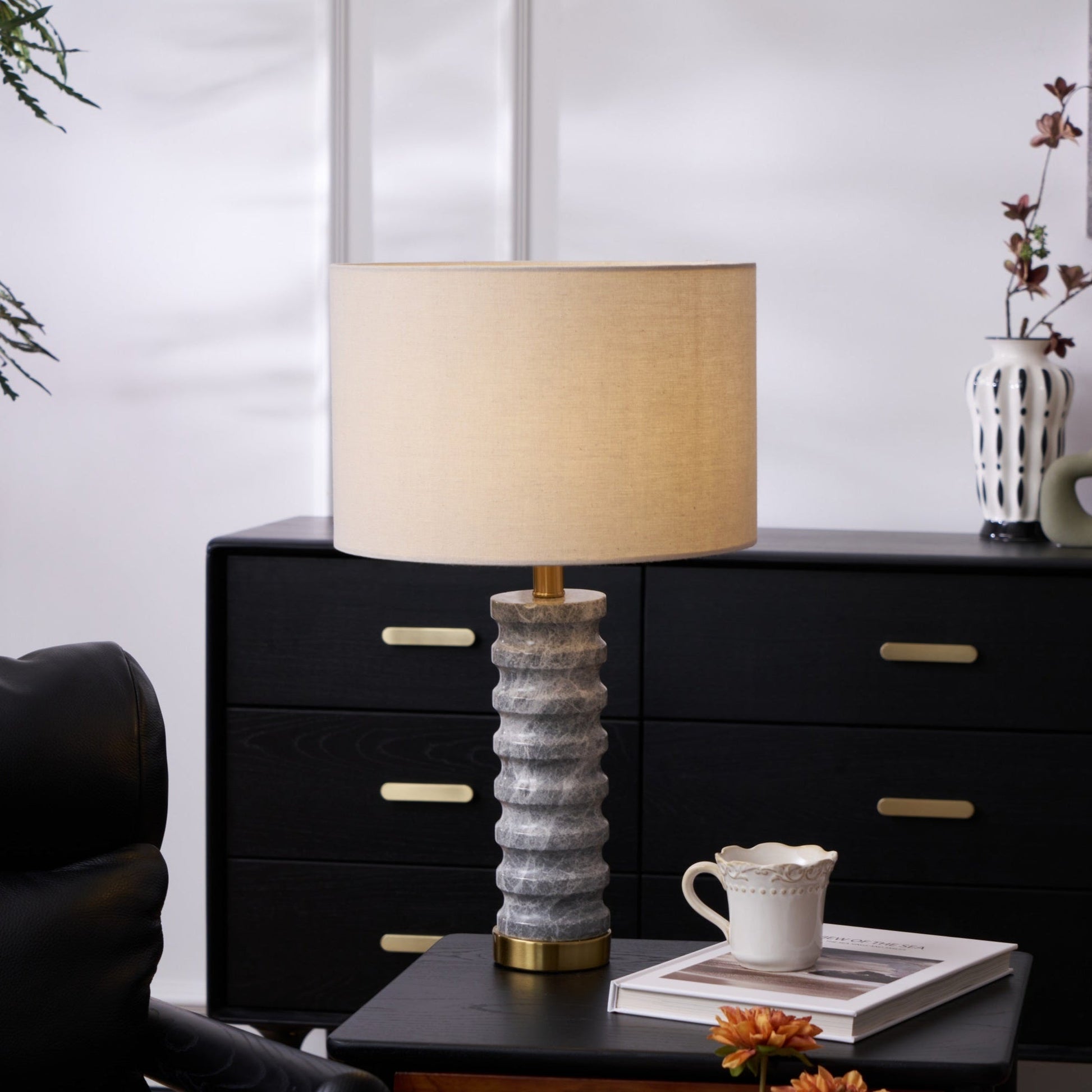 Spira Modern Stone Table Lamp-Neutral Decor