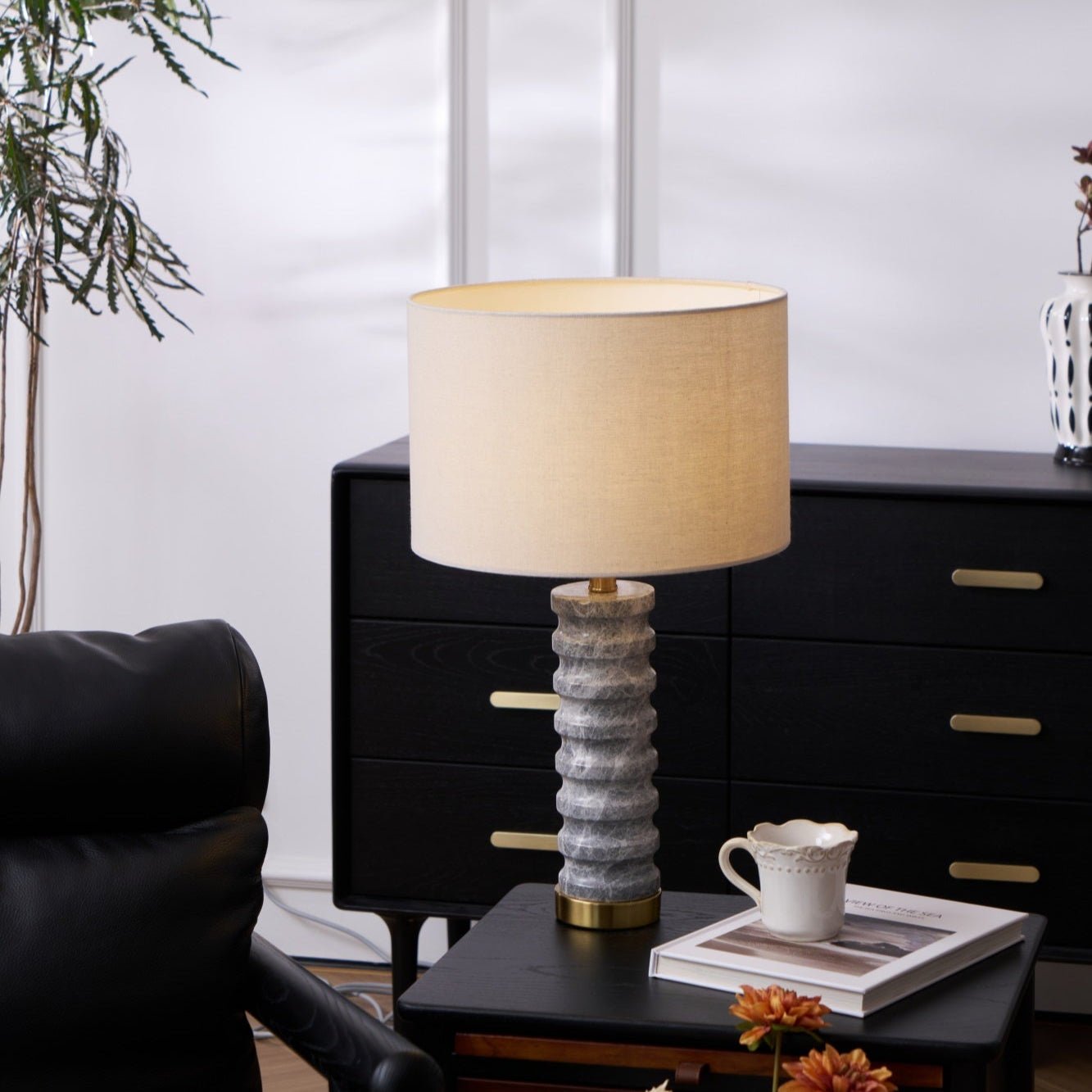 Spira Modern Stone Table Lamp-Neutral Decor