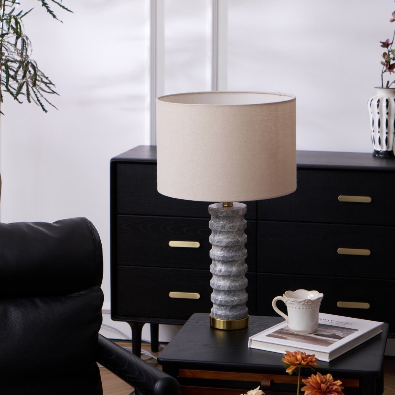 Spira Modern Stone Table Lamp-Neutral Decor