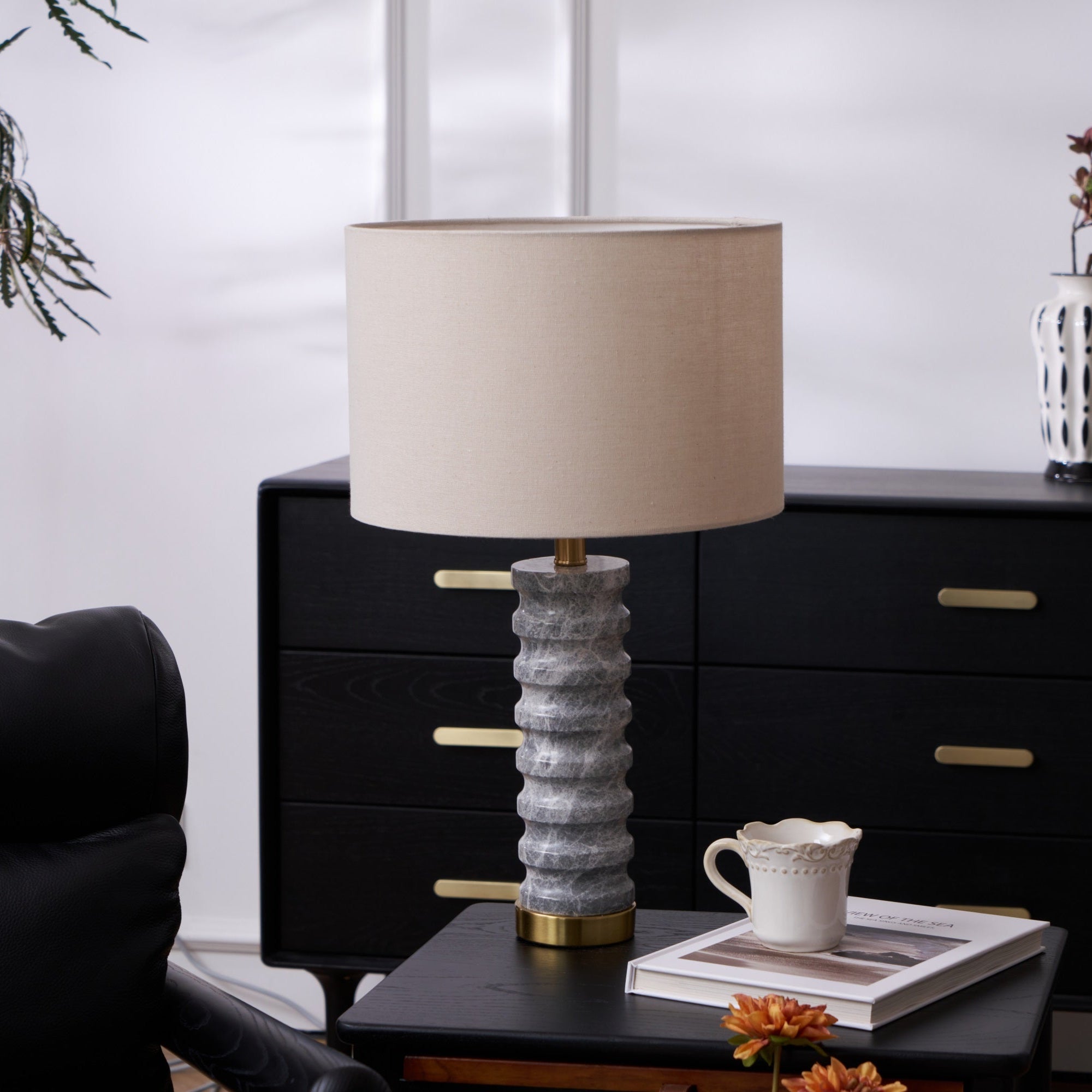Spira Modern Stone Table Lamp-Neutral Decor