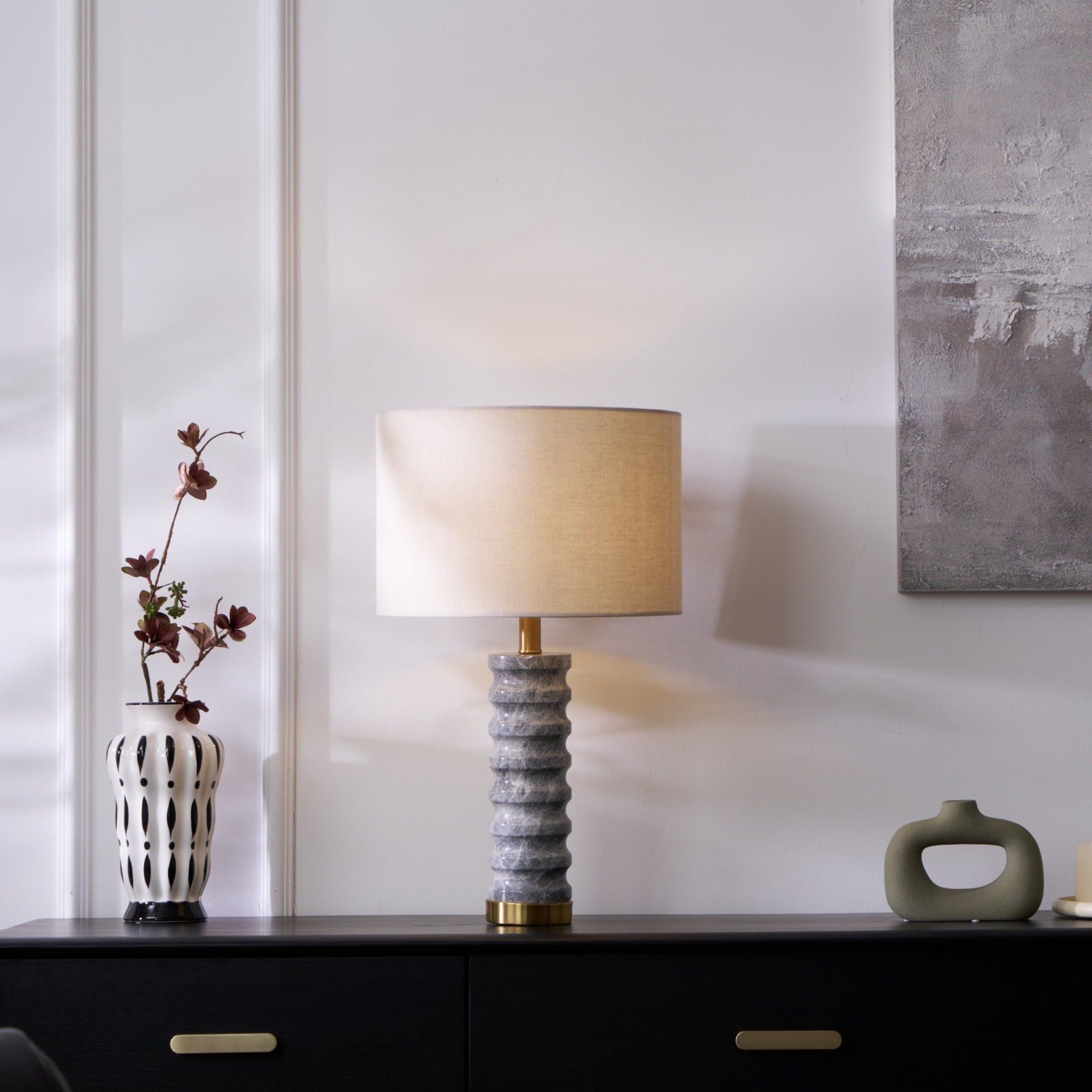 Spira Modern Stone Table Lamp-Neutral Decor