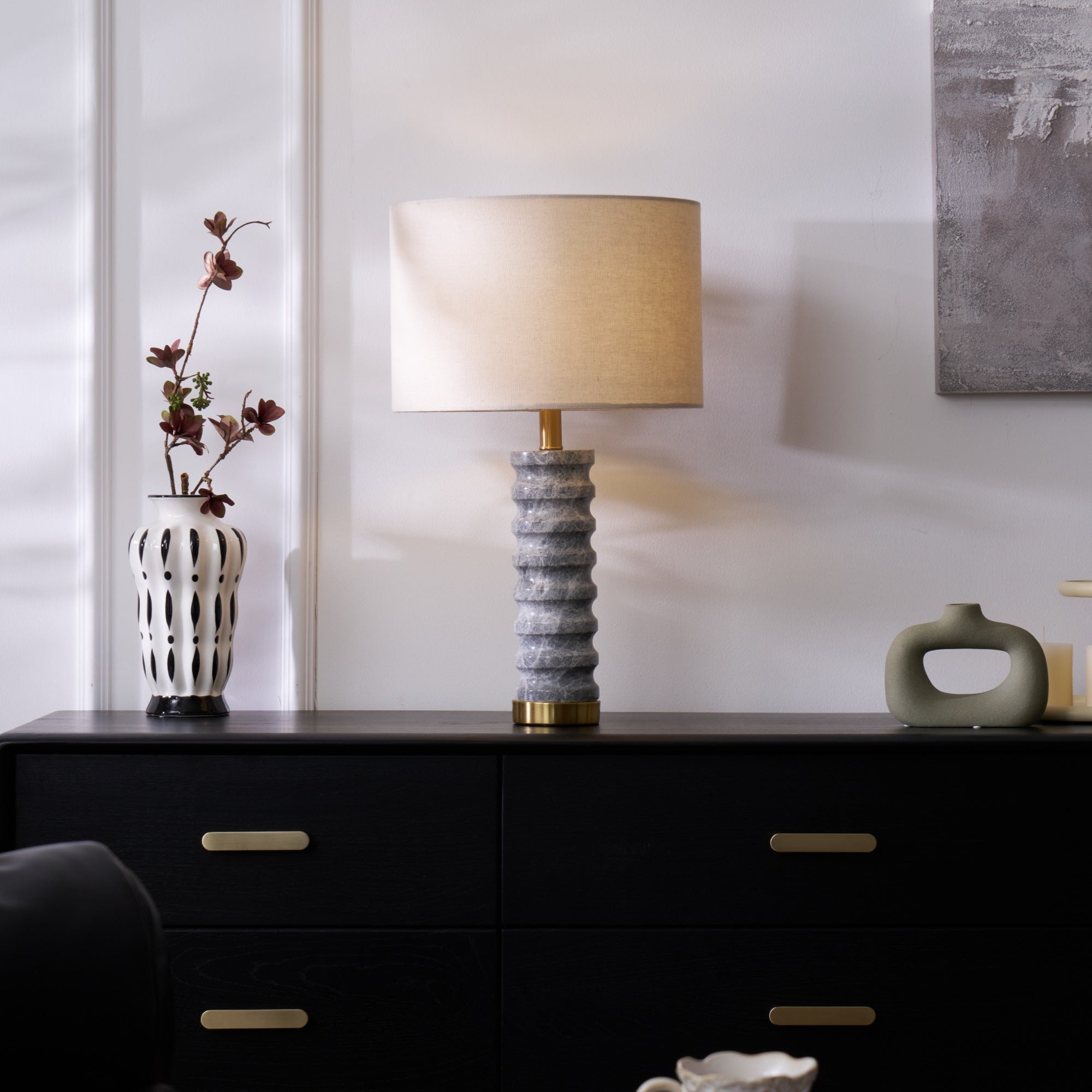 Spira Modern Stone Table Lamp-Neutral Decor