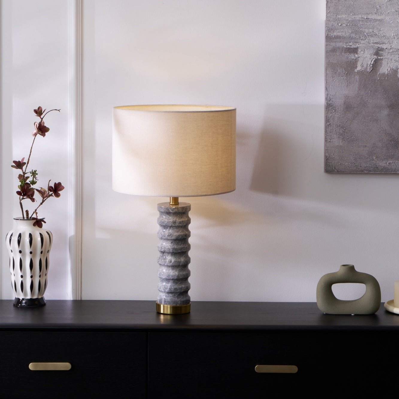 Spira Modern Stone Table Lamp-Neutral Decor
