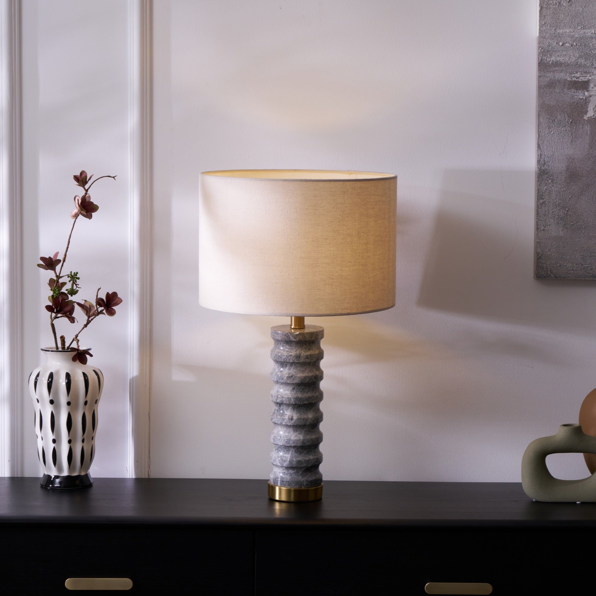 Spira Modern Stone Table Lamp-Neutral Decor