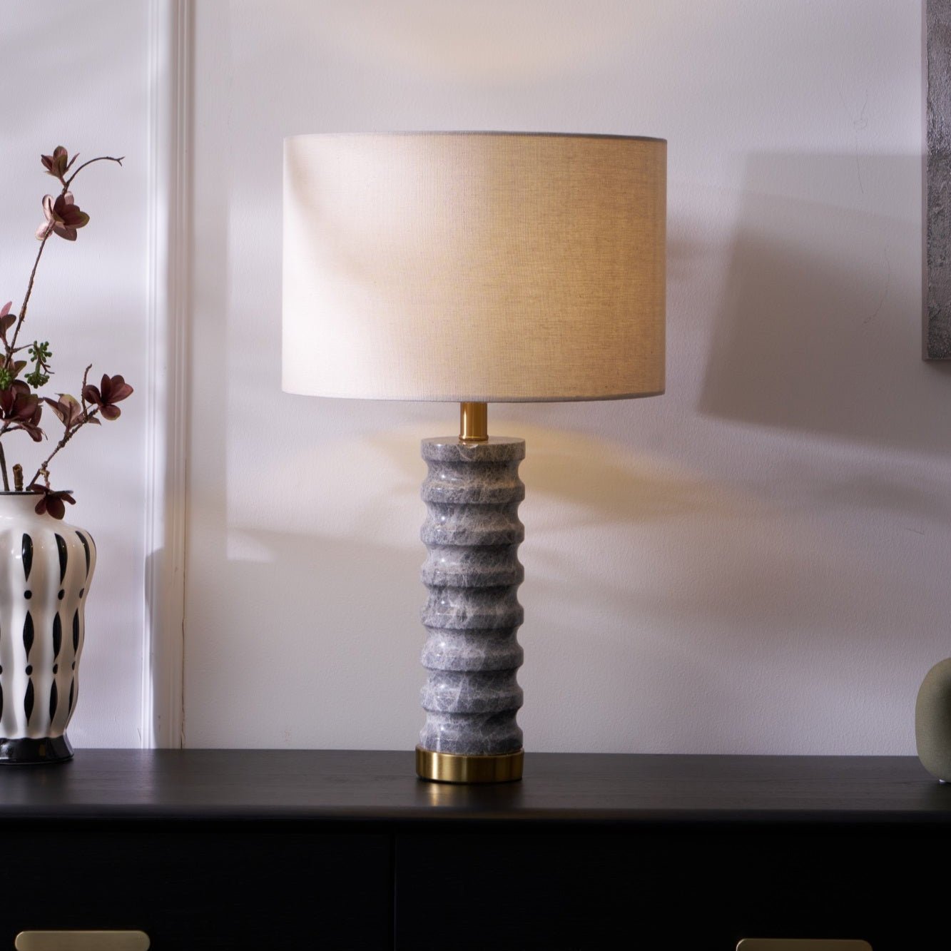 Spira Modern Stone Table Lamp-Neutral Decor