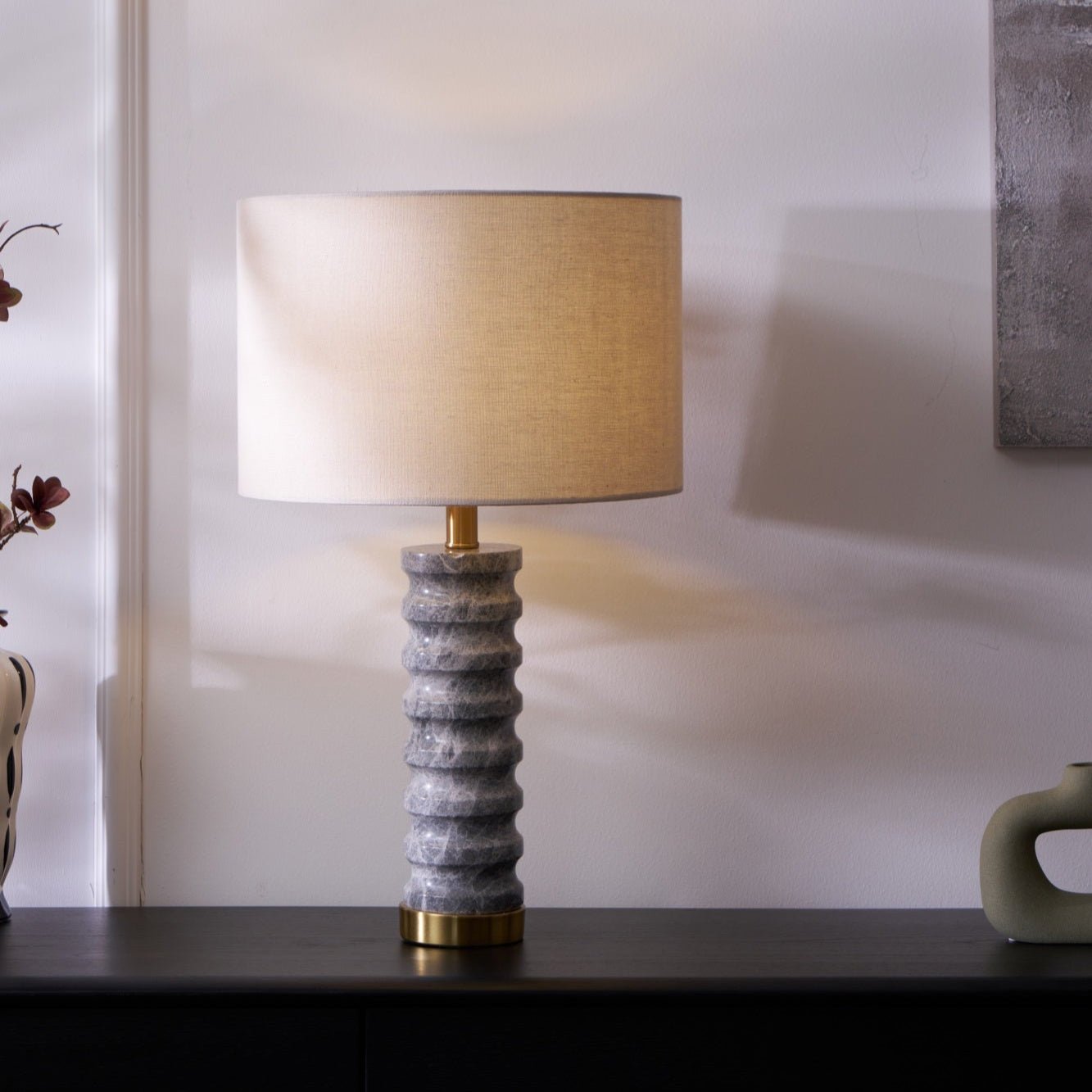 Spira Modern Stone Table Lamp-Neutral Decor