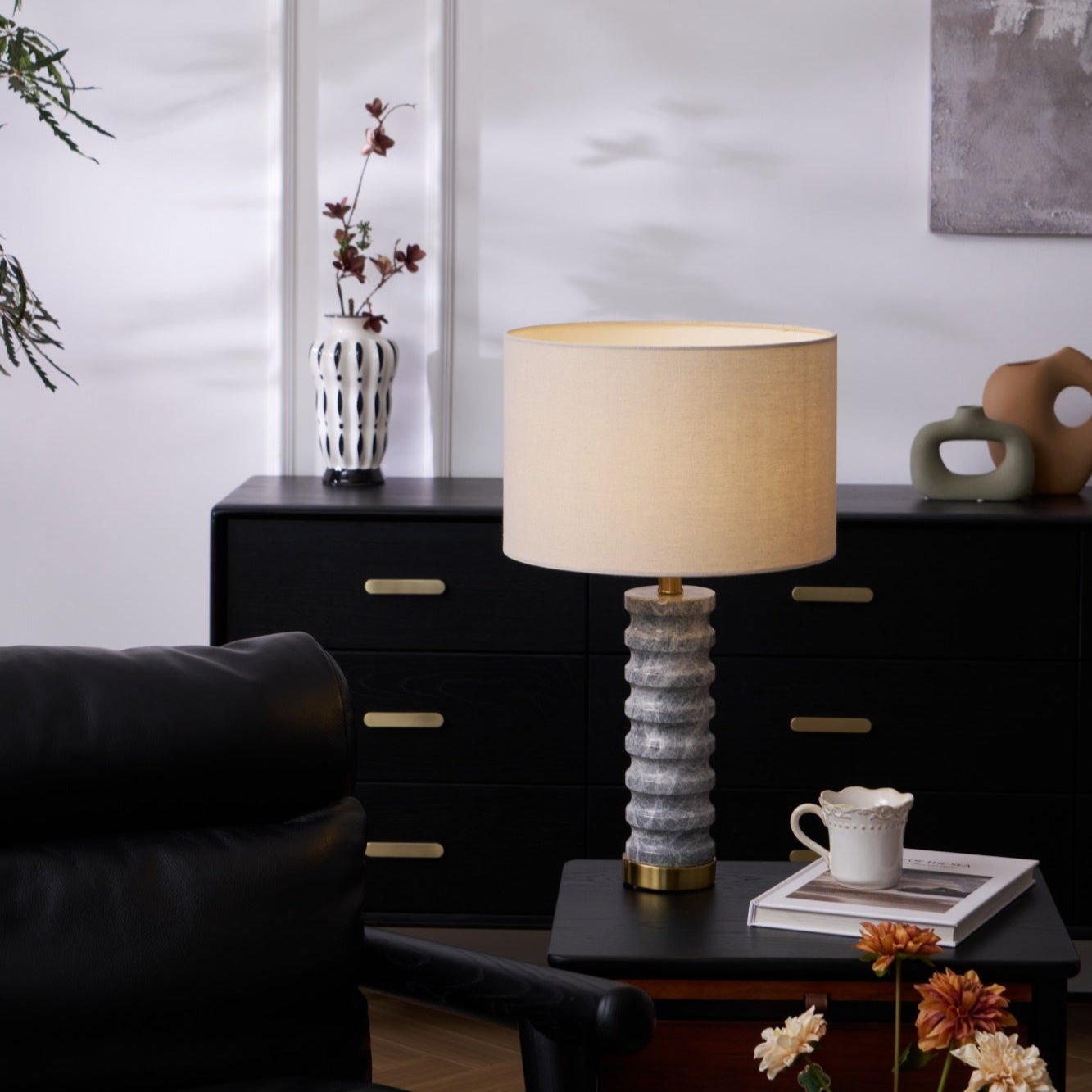 Spira Modern Stone Table Lamp-Neutral Decor