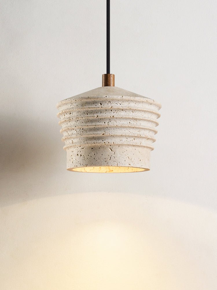 Hana Maison Ribbed Natural Yellow Travertine Pendant Lamp-Neutral Decor