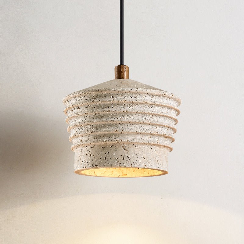 Hana Maison Ribbed Natural Yellow Travertine Pendant Lamp-Neutral Decor