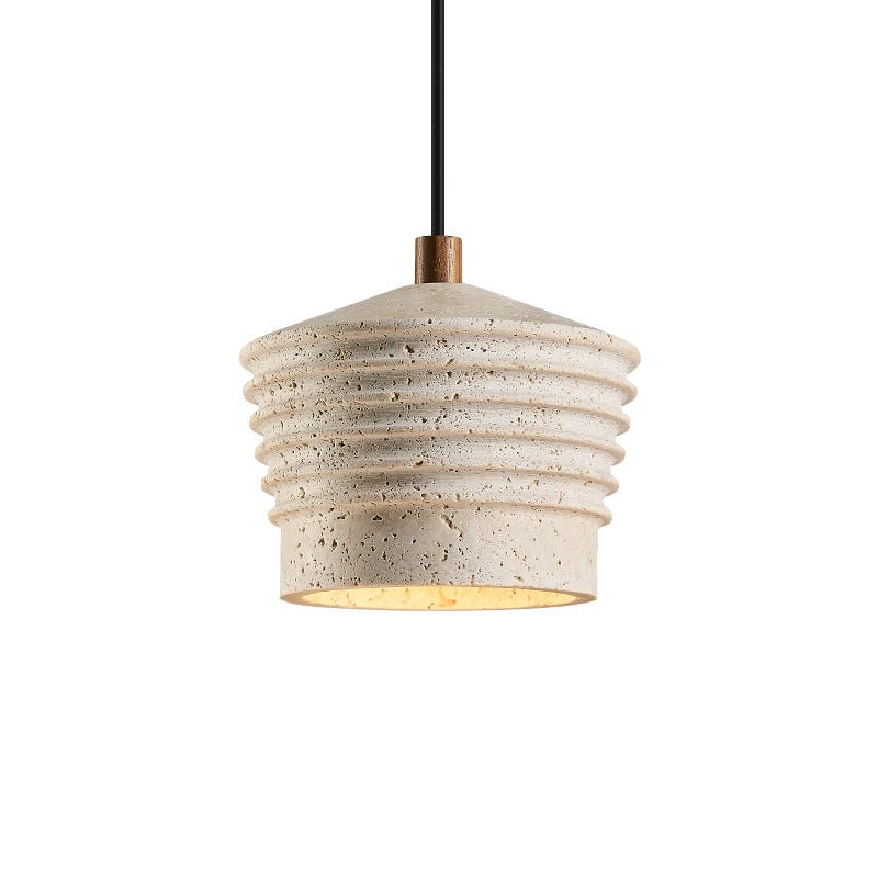 Hana Maison Ribbed Natural Yellow Travertine Pendant Lamp-Neutral Decor