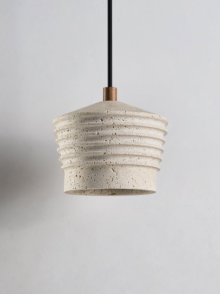 Hana Maison Ribbed Natural Yellow Travertine Pendant Lamp-Neutral Decor