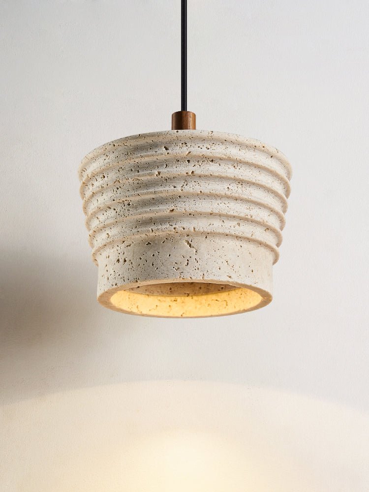 Hana Maison Ribbed Natural Yellow Travertine Pendant Lamp-Neutral Decor