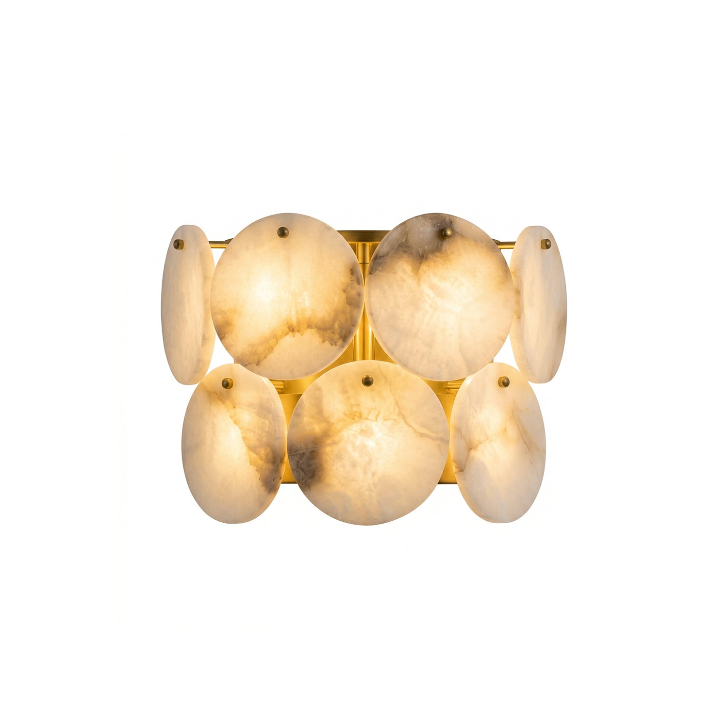 Riviera Alabaster Wall Lamp with two heads against a plain wall.