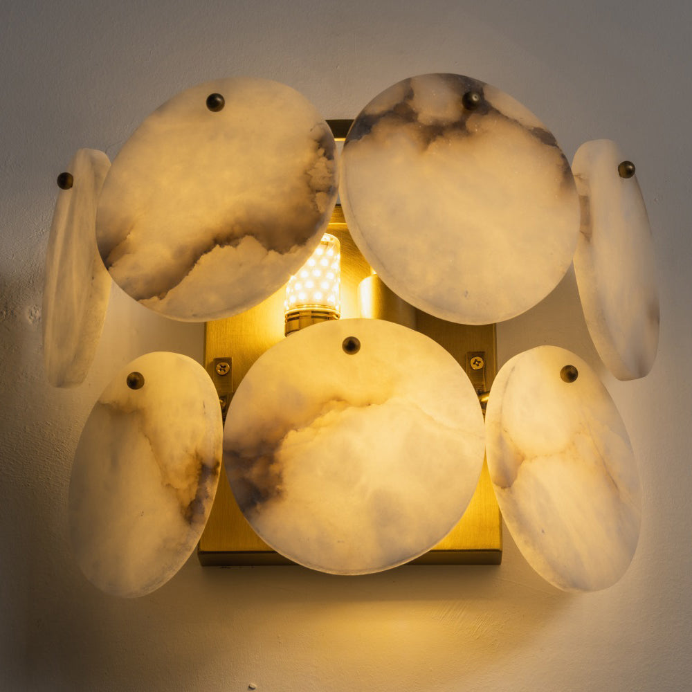 Full product view of the Riviera Alabaster Wall Lamp.