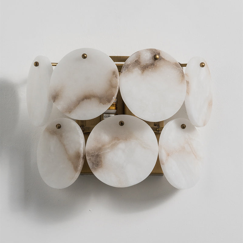 Riviera Alabaster Wall Lamp with brass finish.