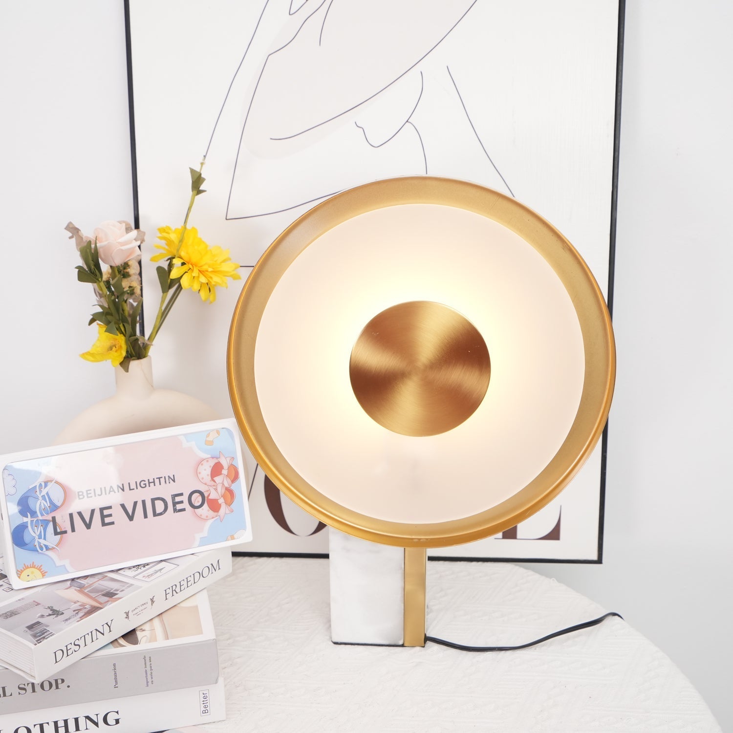 Tessain Marble Minimalist Table Lamp-Neutral Decor