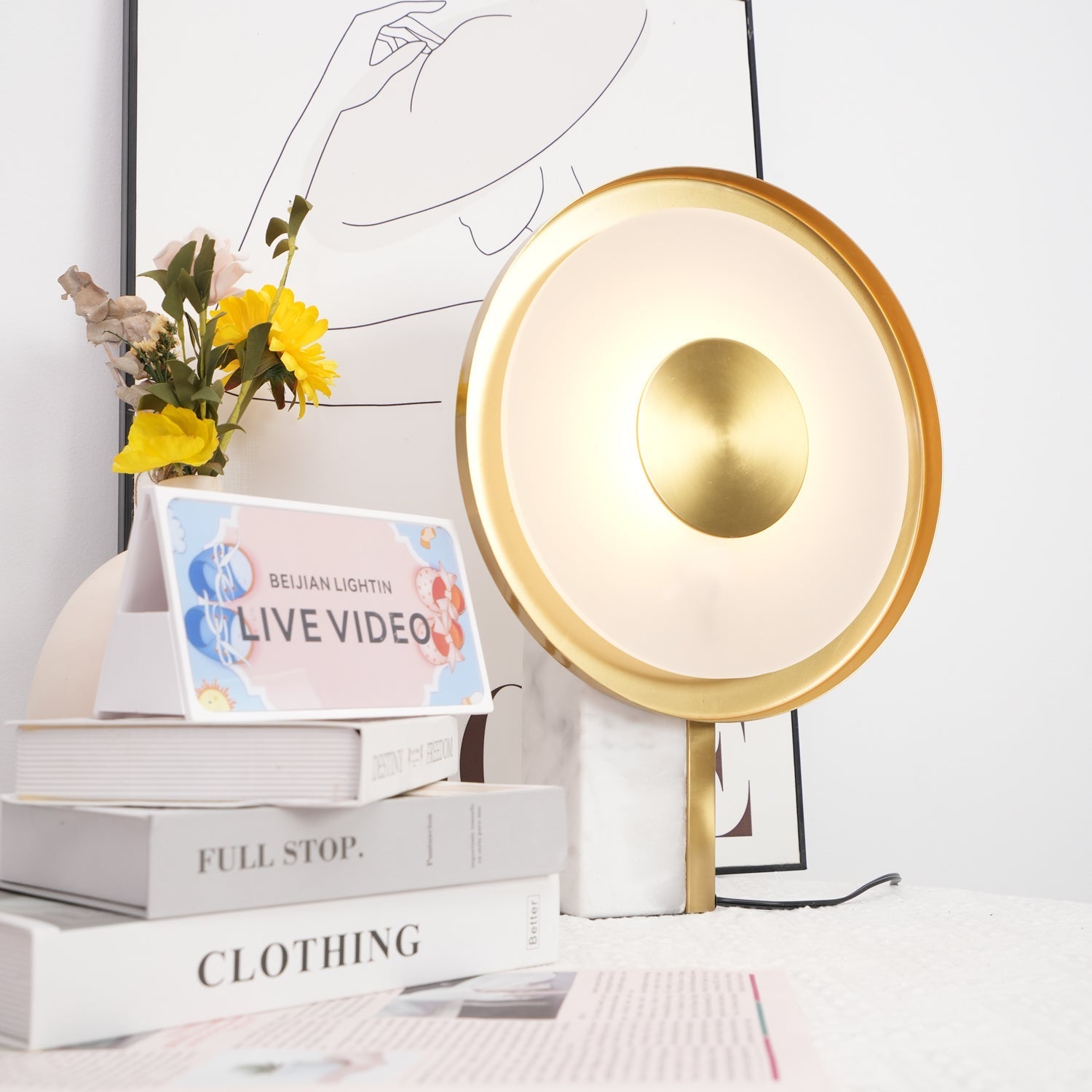 Tessain Marble Minimalist Table Lamp-Neutral Decor