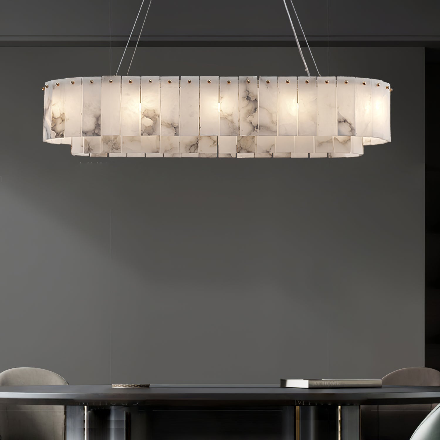 Dovin Alabaster Round Pendant Light-Neutral Decor