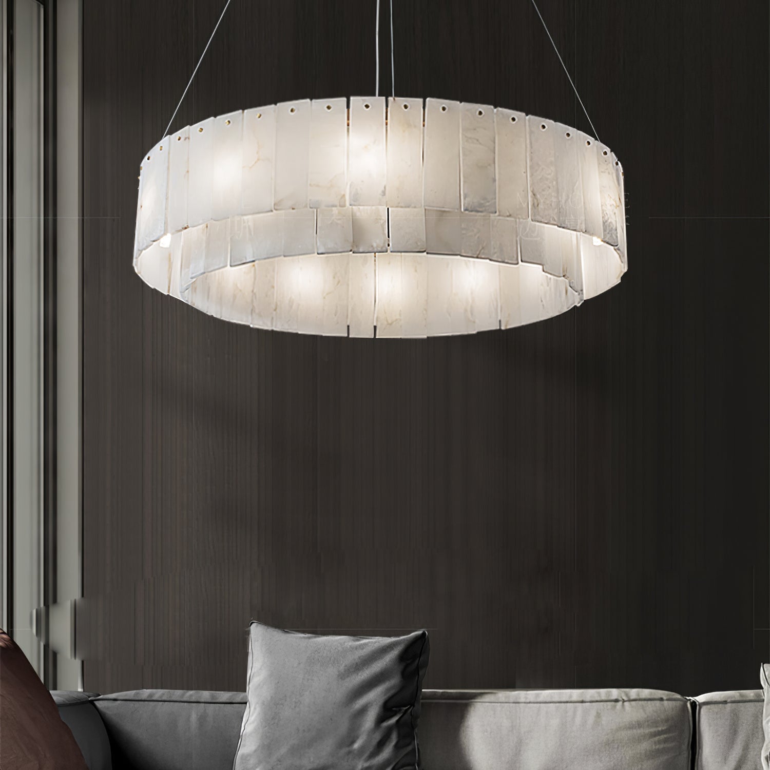 Dovin Alabaster Round Pendant Light-Neutral Decor