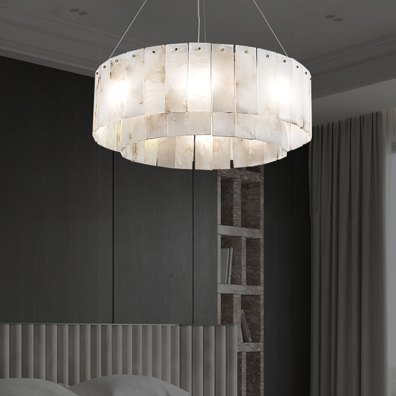 Dovin Alabaster Round Pendant Light-Neutral Decor