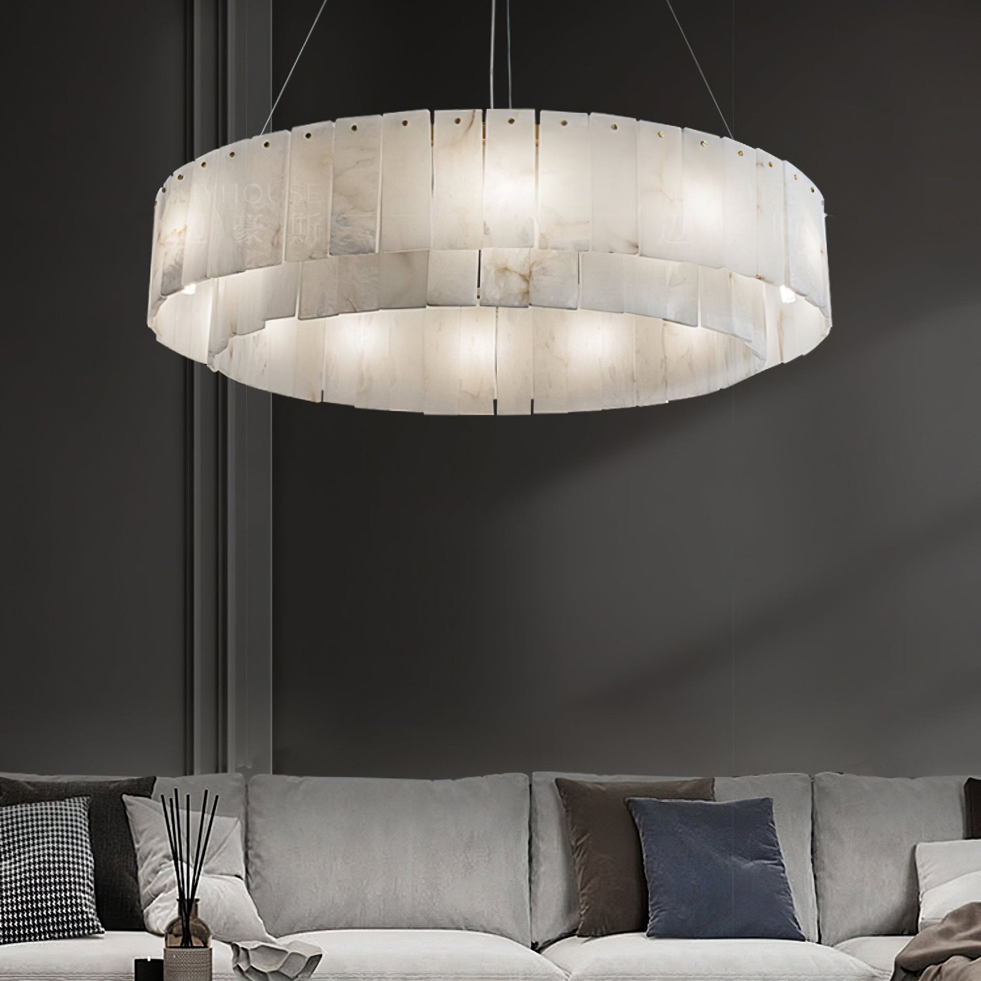 Dovin Alabaster Round Pendant Light-Neutral Decor