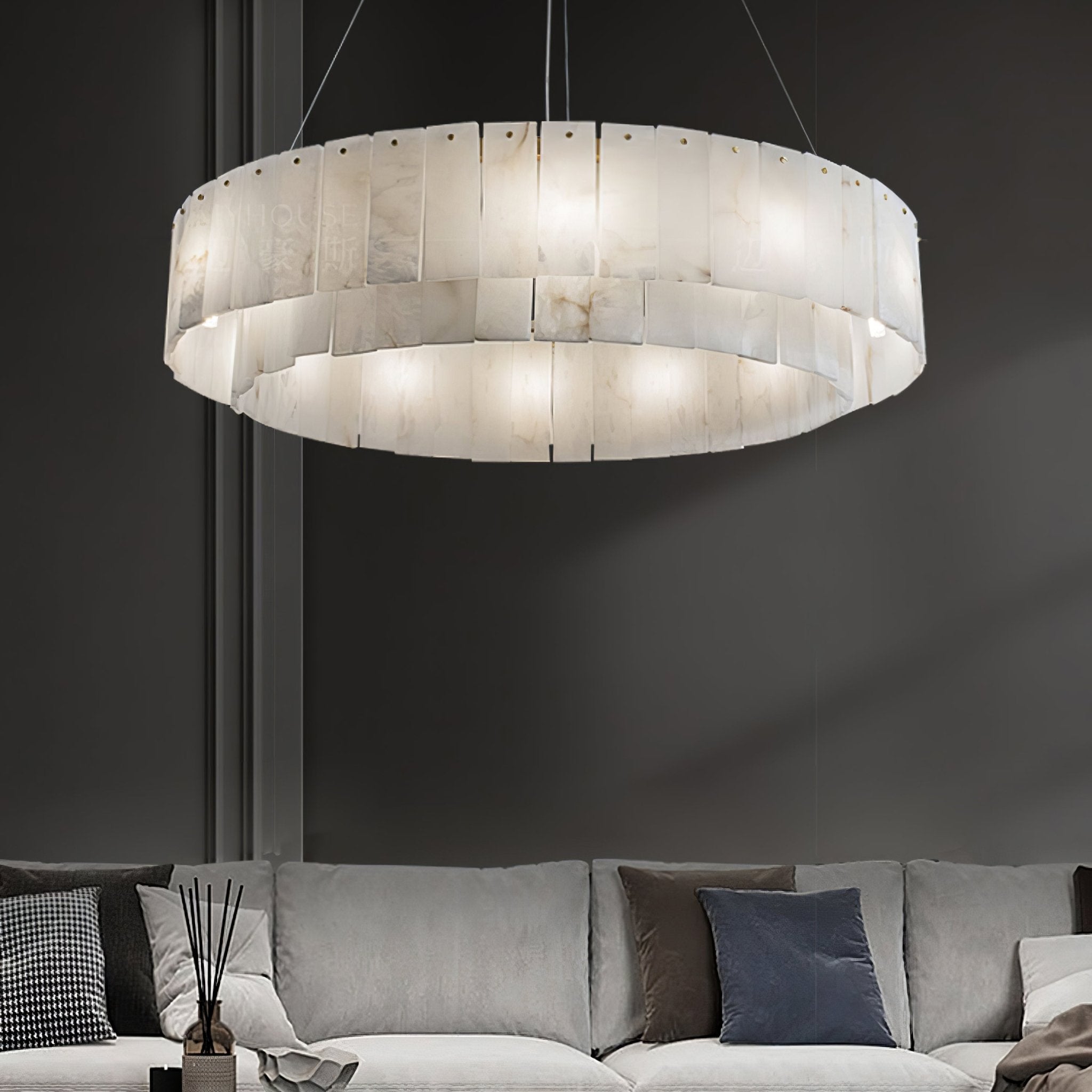 Dovin Alabaster Round Pendant Light-Neutral Decor