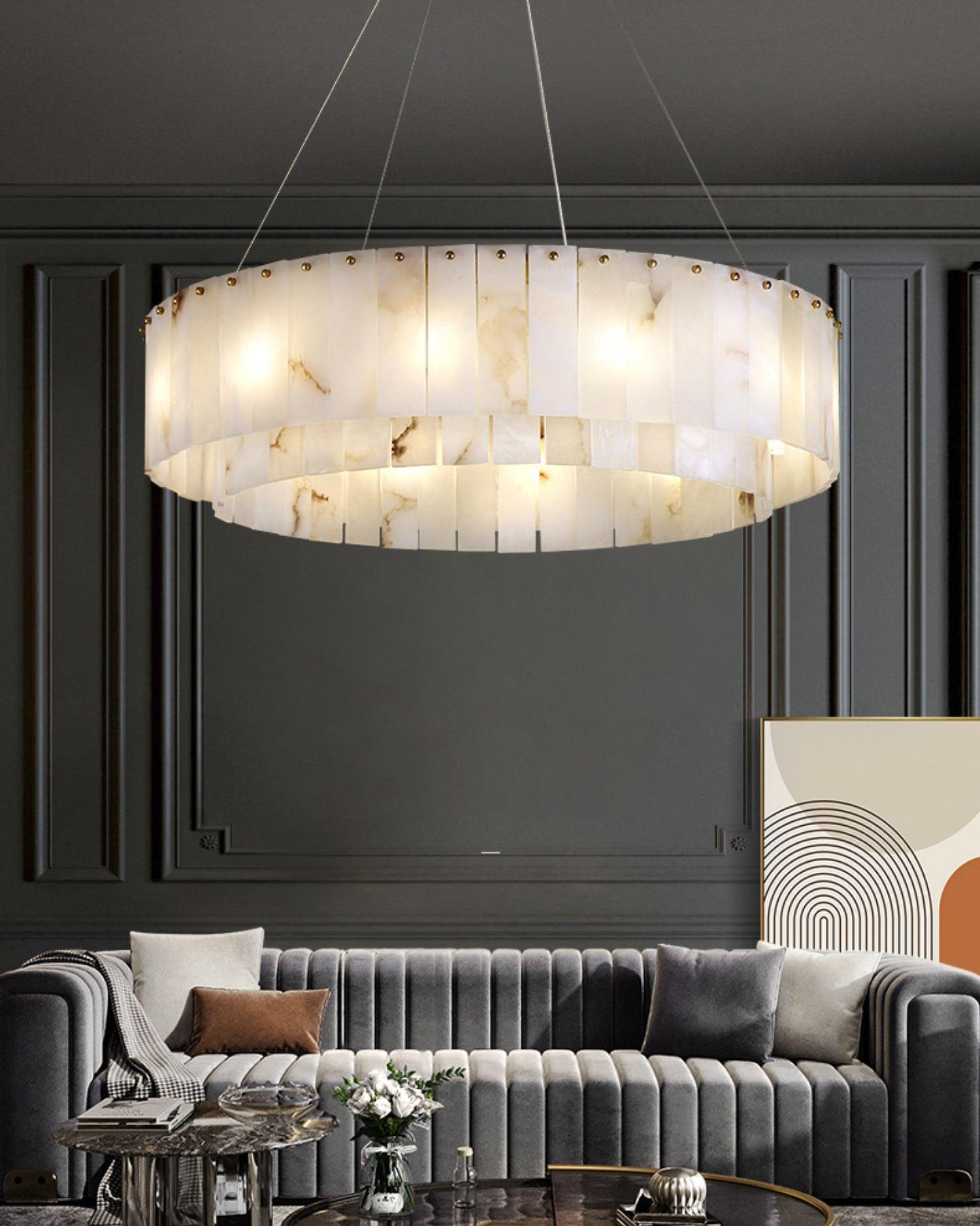 Dovin Alabaster Round Pendant Light-Neutral Decor