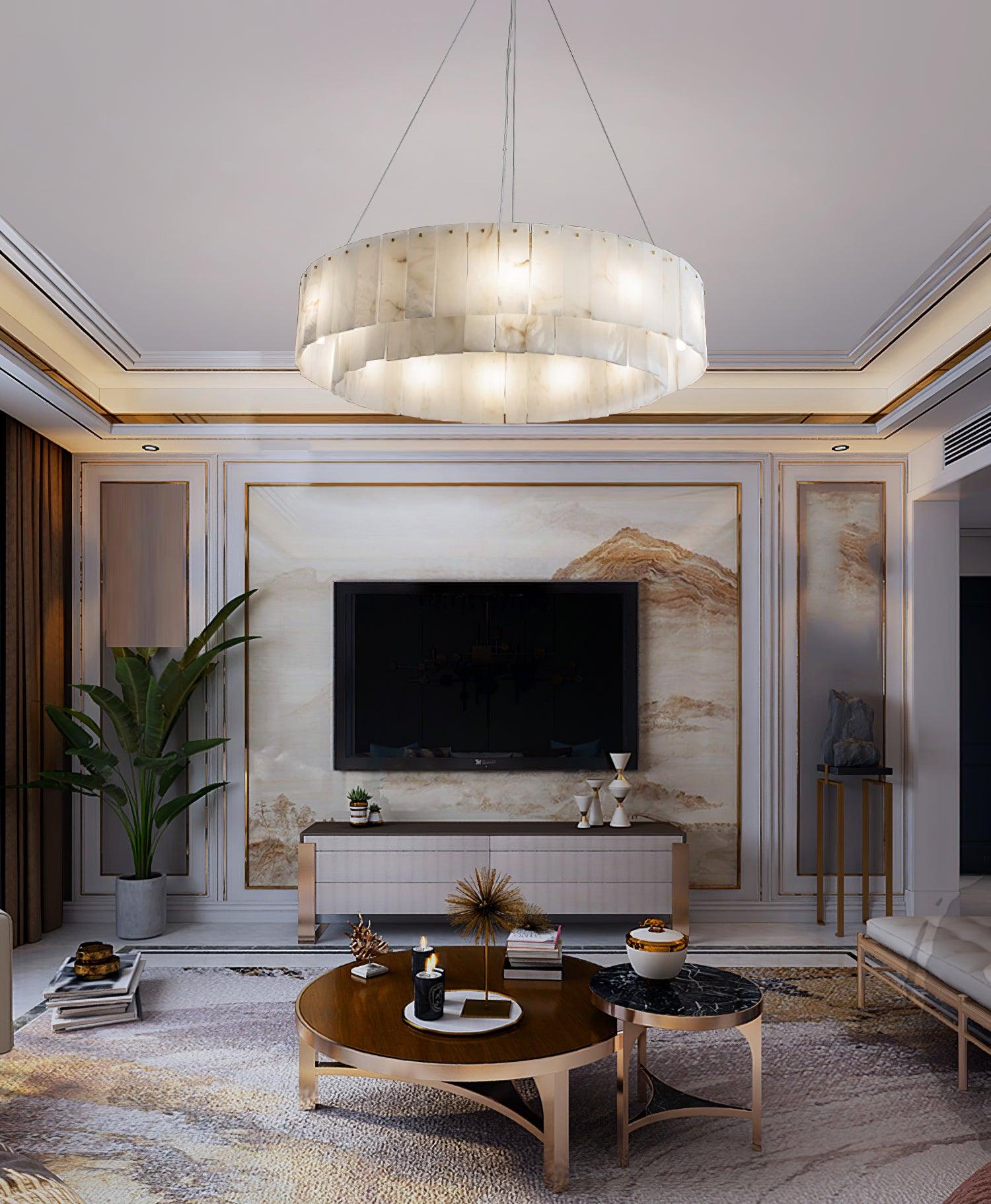 Dovin Alabaster Round Pendant Light-Neutral Decor