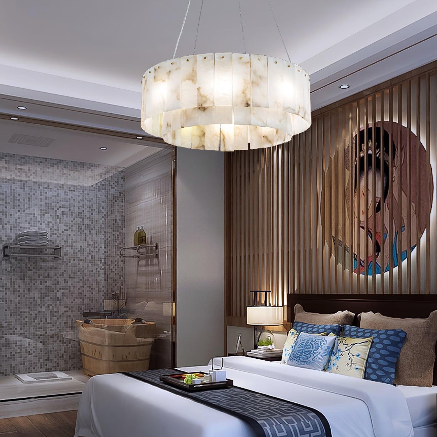 Dovin Alabaster Round Pendant Light-Neutral Decor