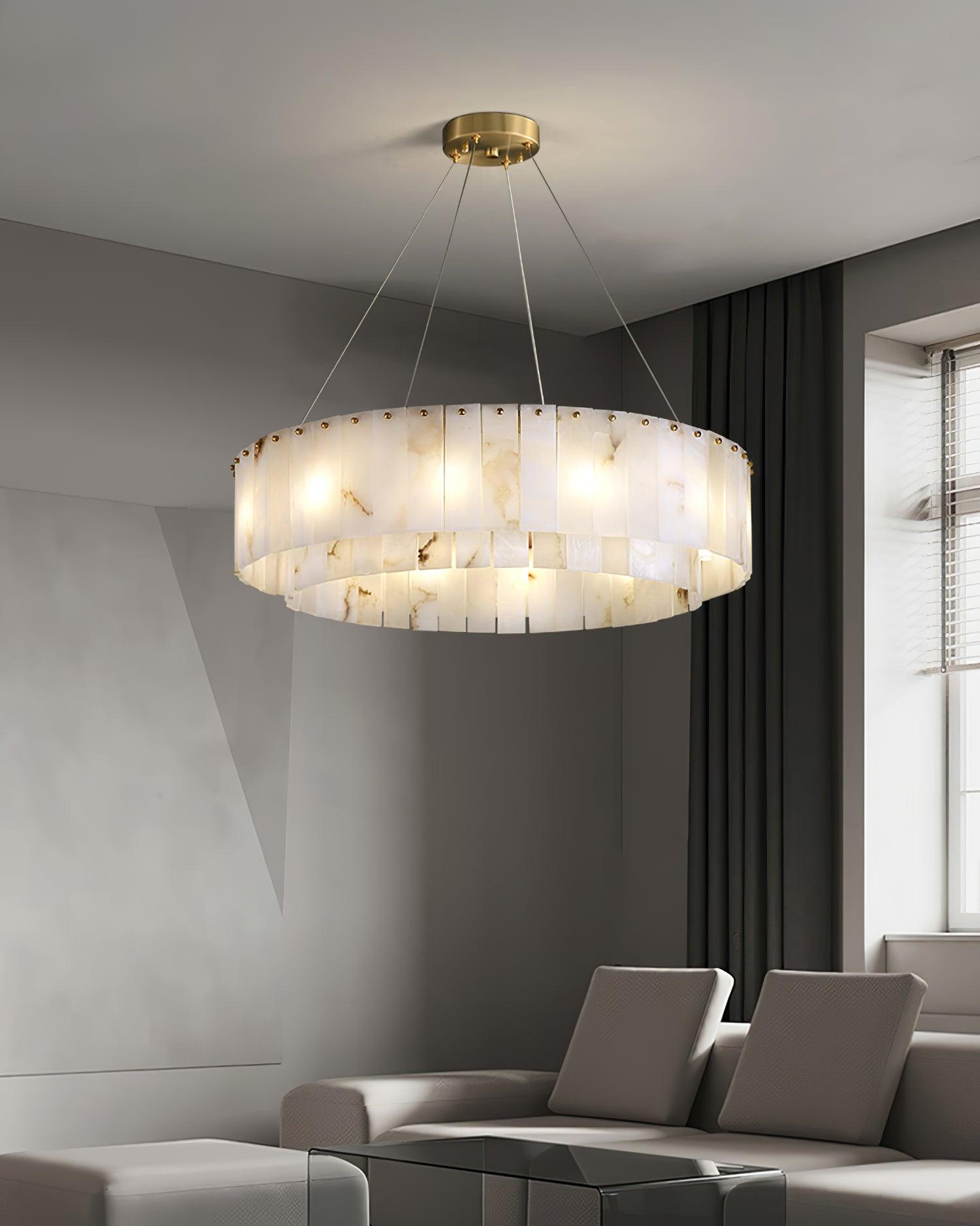Dovin Alabaster Round Pendant Light-Neutral Decor