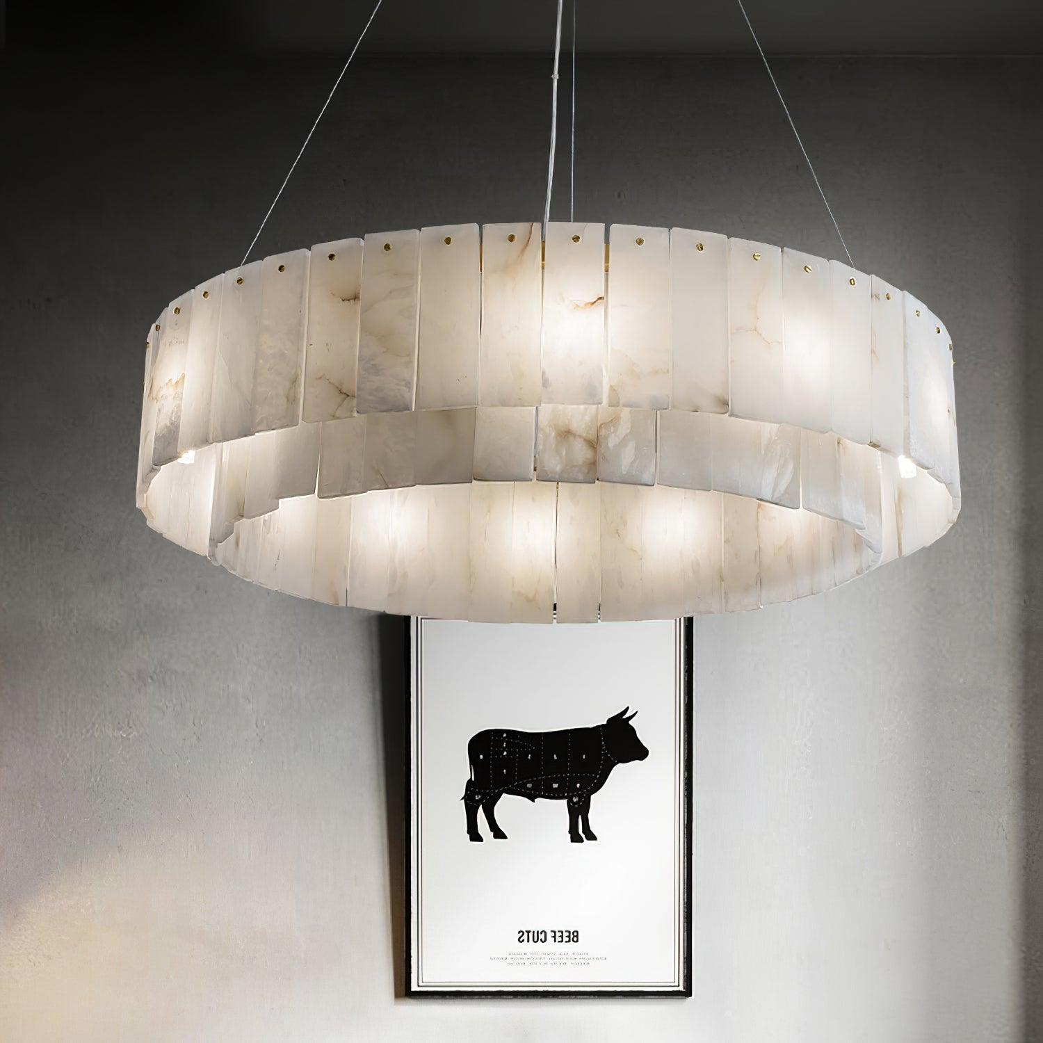 Dovin Alabaster Round Pendant Light-Neutral Decor
