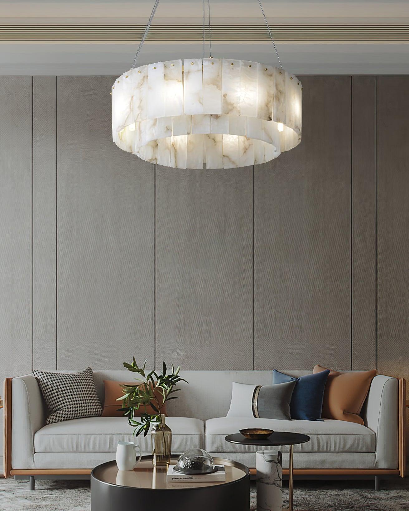 Dovin Alabaster Round Pendant Light-Neutral Decor