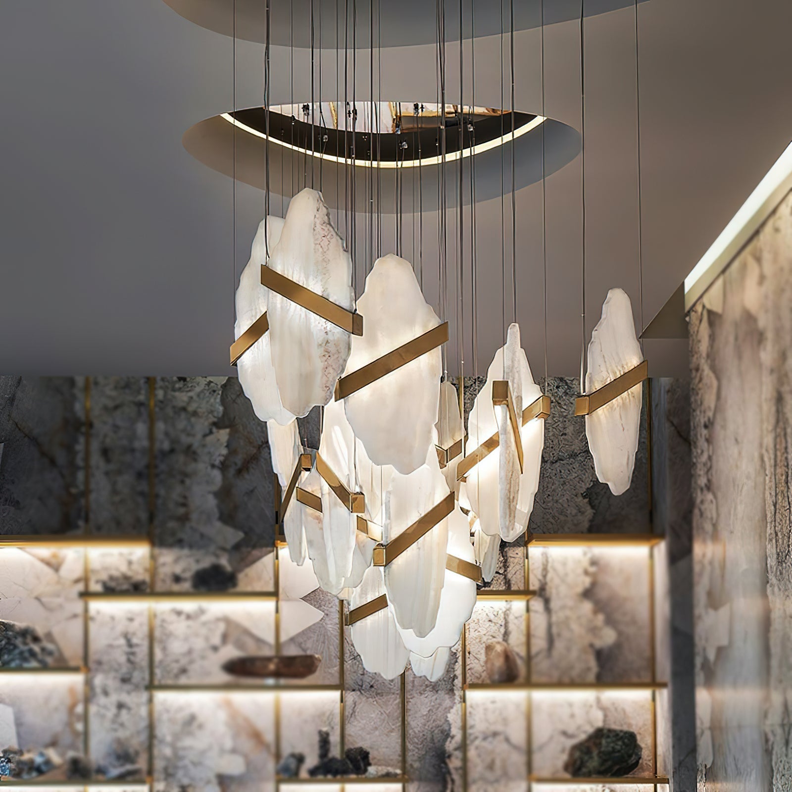 Ollorus Irregular Alabaster Chandelier-Neutral Decor