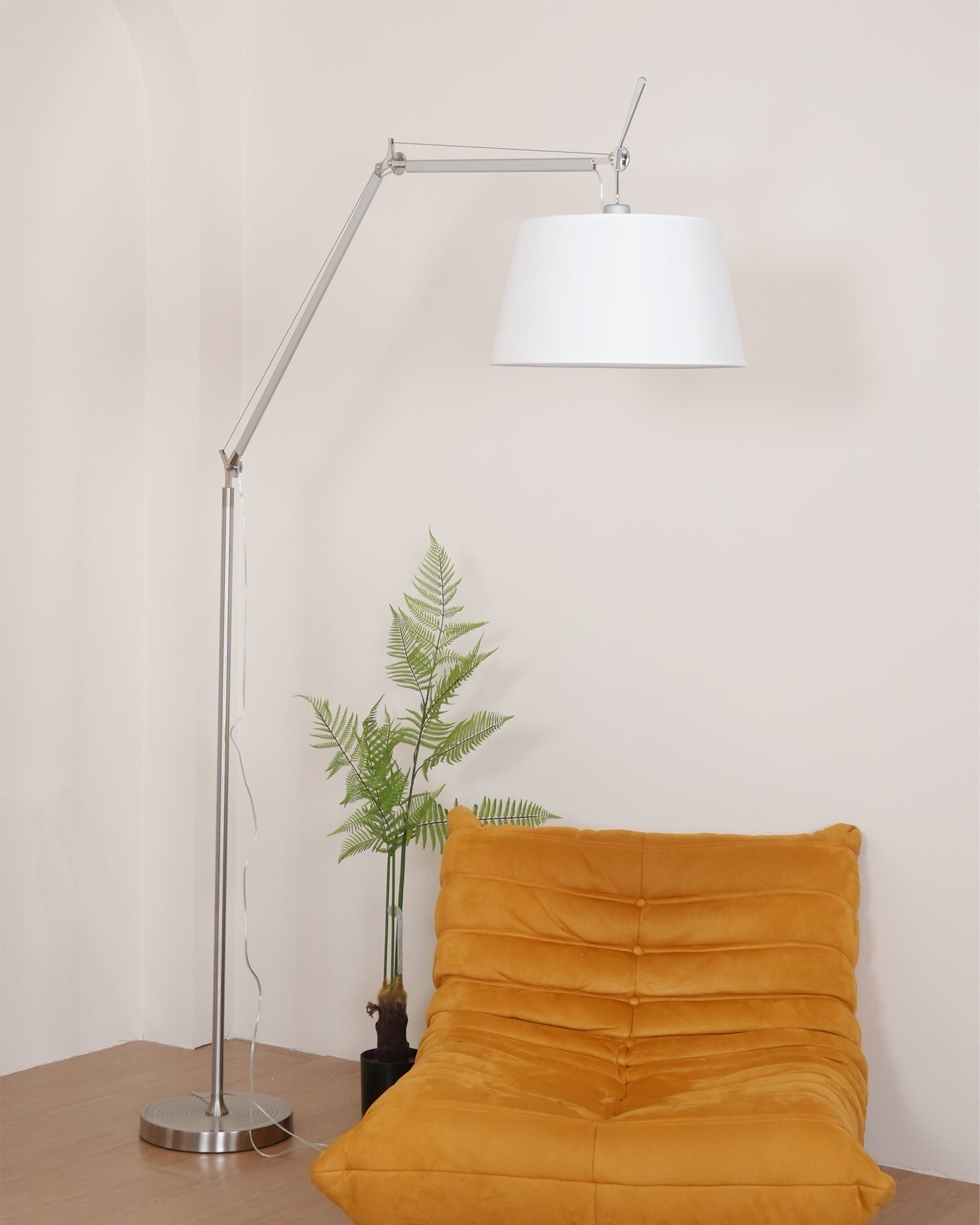 Ciroce Fabric Industrial Floor Lamp-Neutral Decor