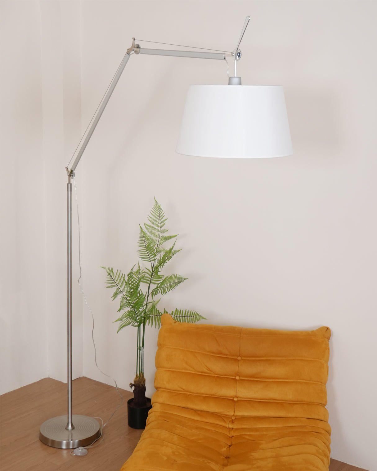 Ciroce Fabric Industrial Floor Lamp-Neutral Decor