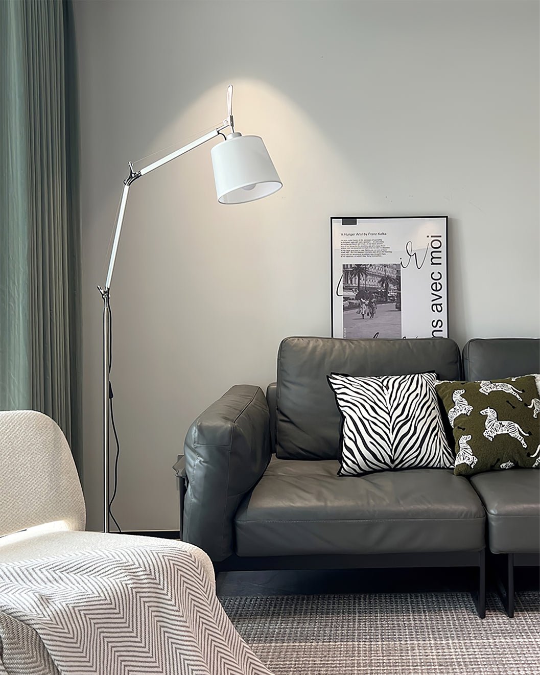 Ciroce Fabric Industrial Floor Lamp-Neutral Decor