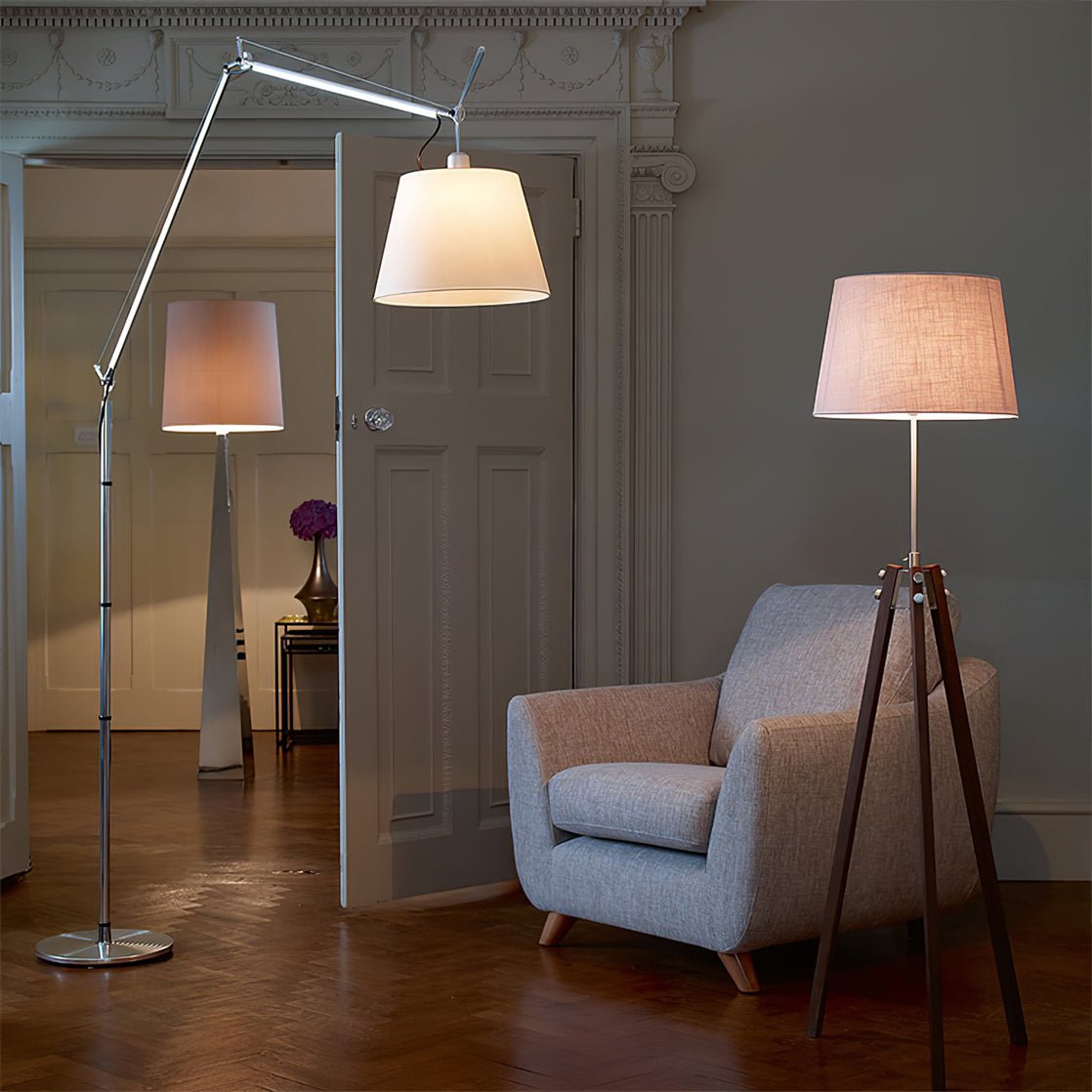 Ciroce Fabric Industrial Floor Lamp-Neutral Decor