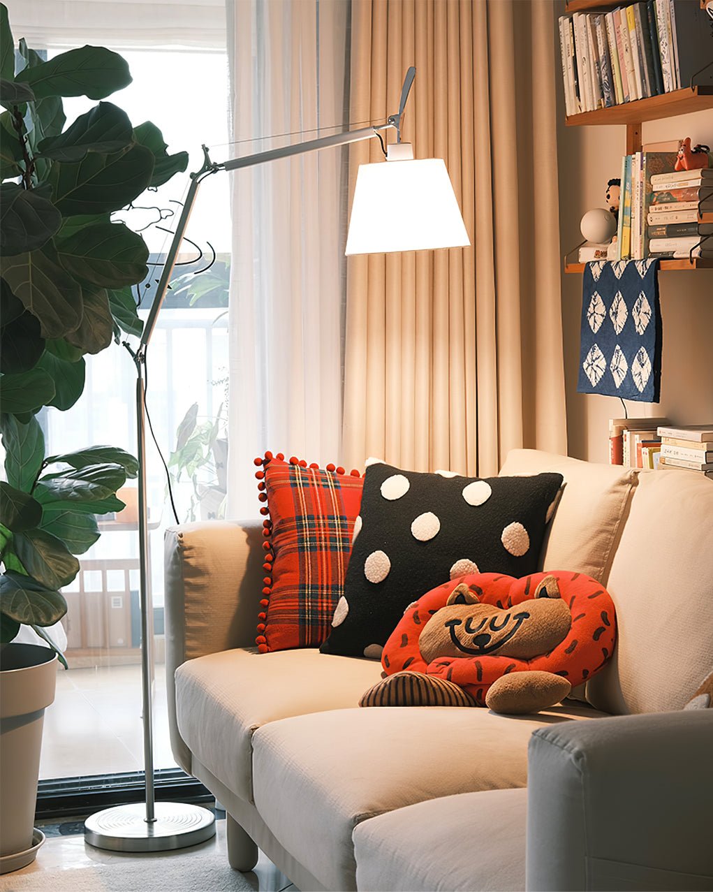 Ciroce Fabric Industrial Floor Lamp-Neutral Decor