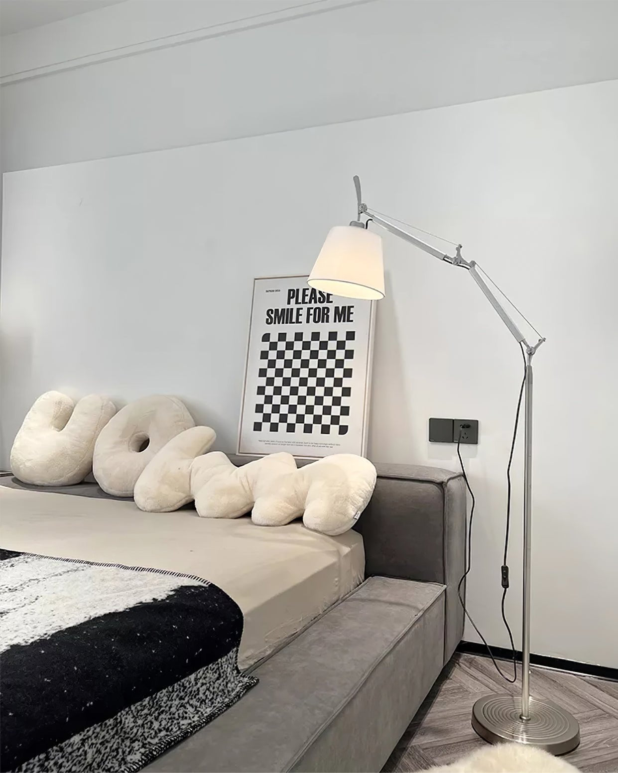 Ciroce Fabric Industrial Floor Lamp-Neutral Decor