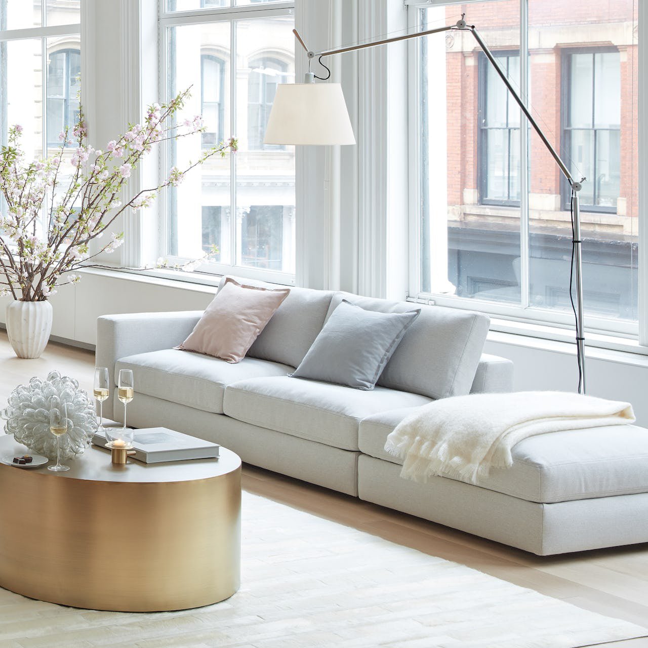 Ciroce Fabric Industrial Floor Lamp-Neutral Decor