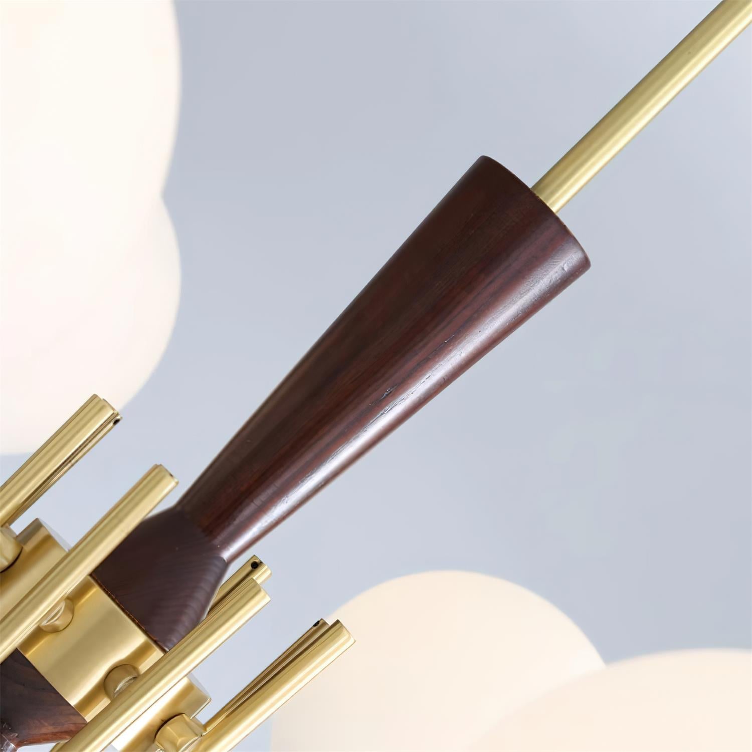 Veslo Brass and Wood Globe Chandelier