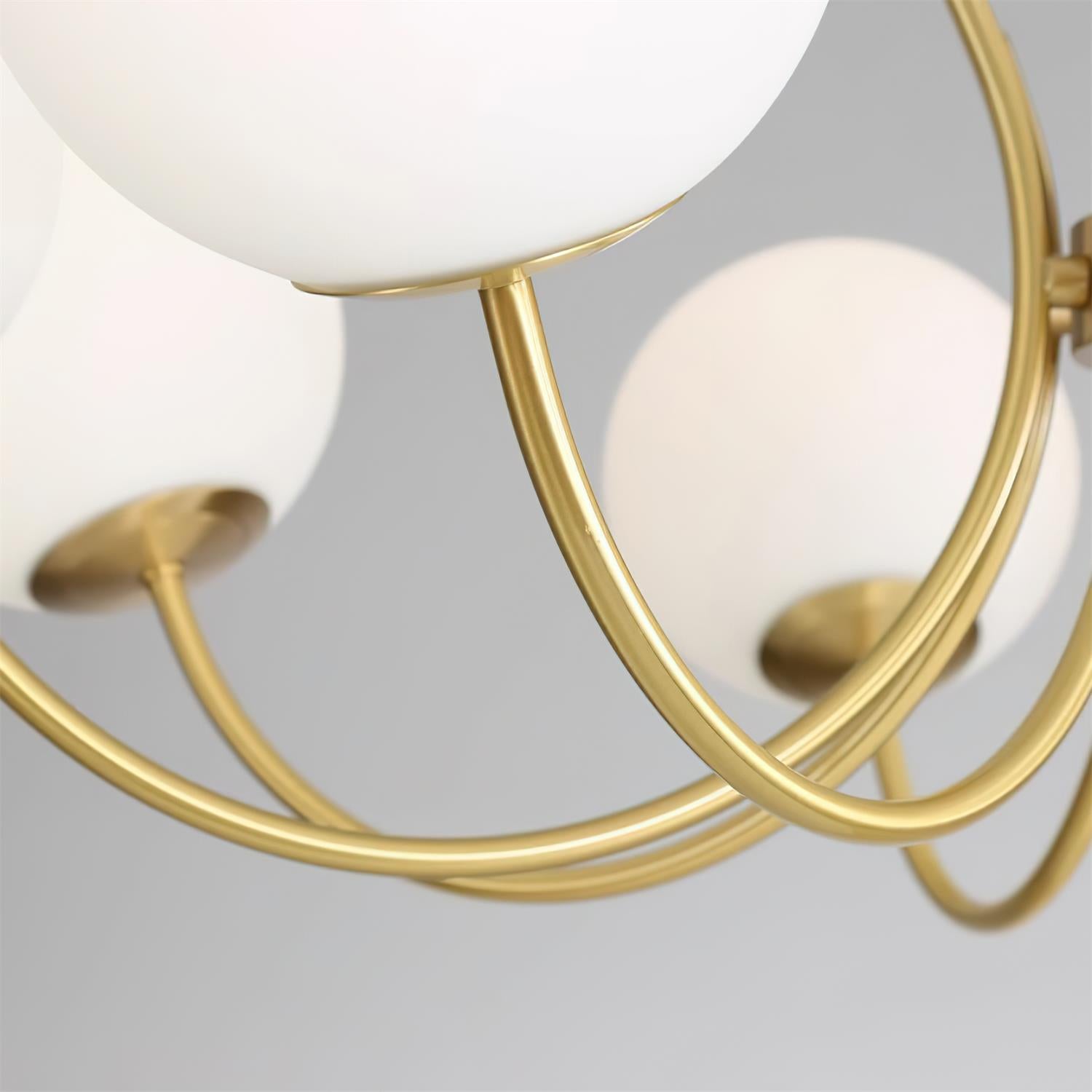 Veslo Brass and Wood Globe Chandelier