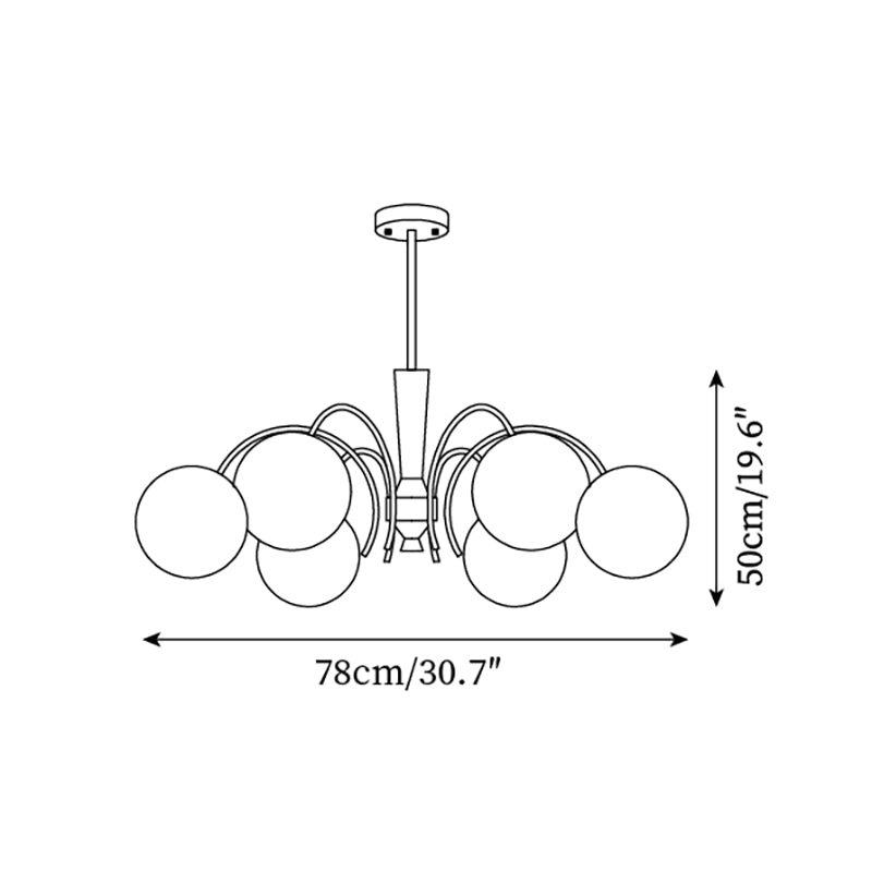 Veslo Brass and Wood Globe Chandelier
