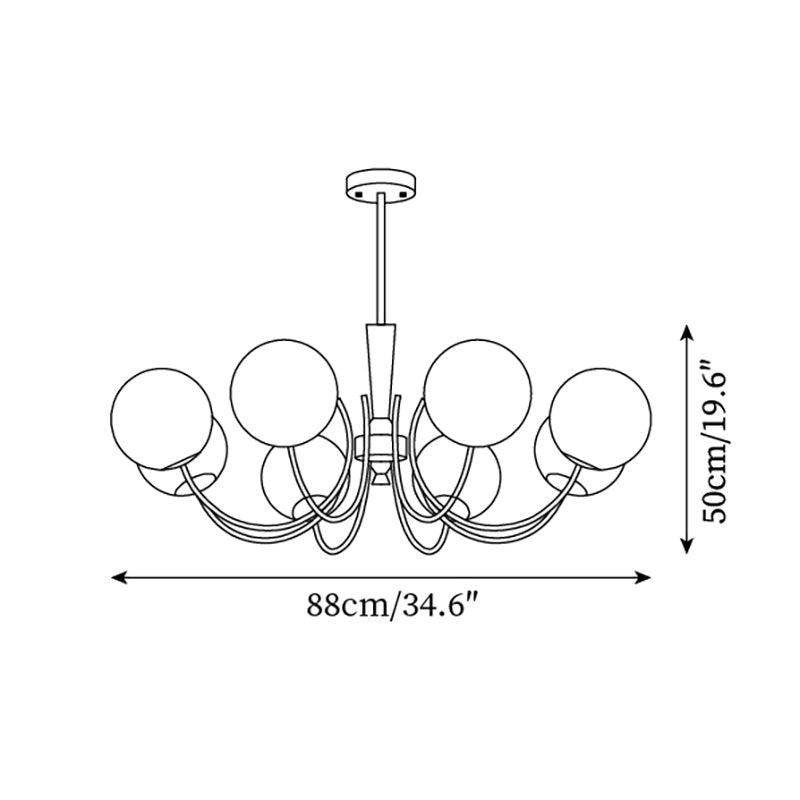 Veslo Brass and Wood Globe Chandelier